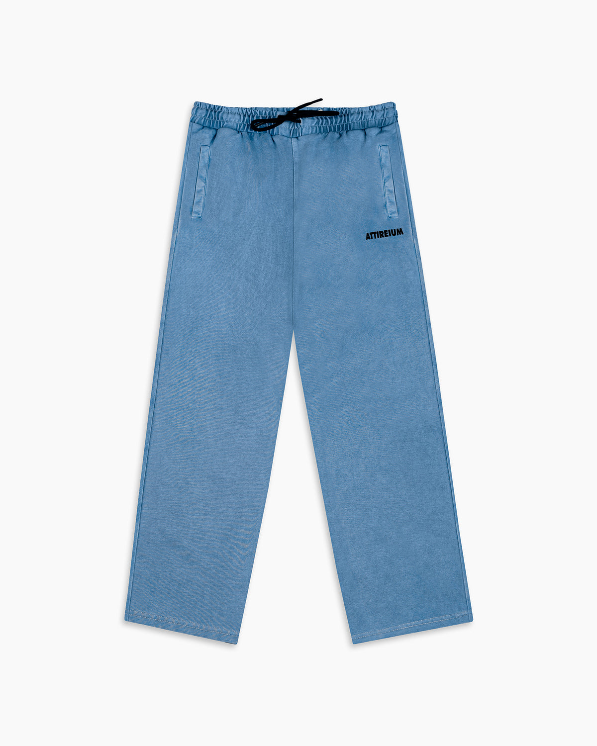Washed Blue Wide-Leg Cotton Trouser