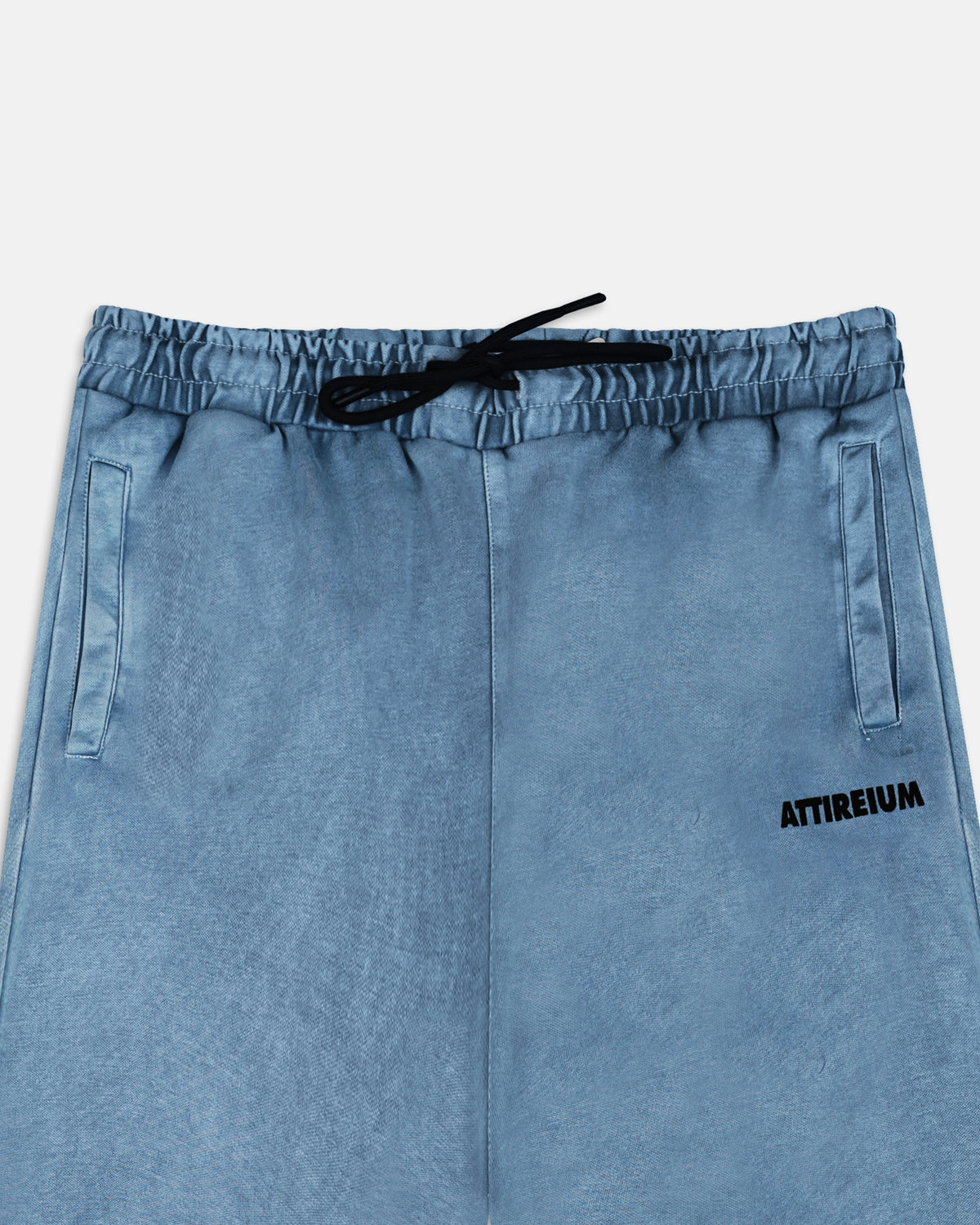 Washed Blue Wide-Leg Cotton Trouser