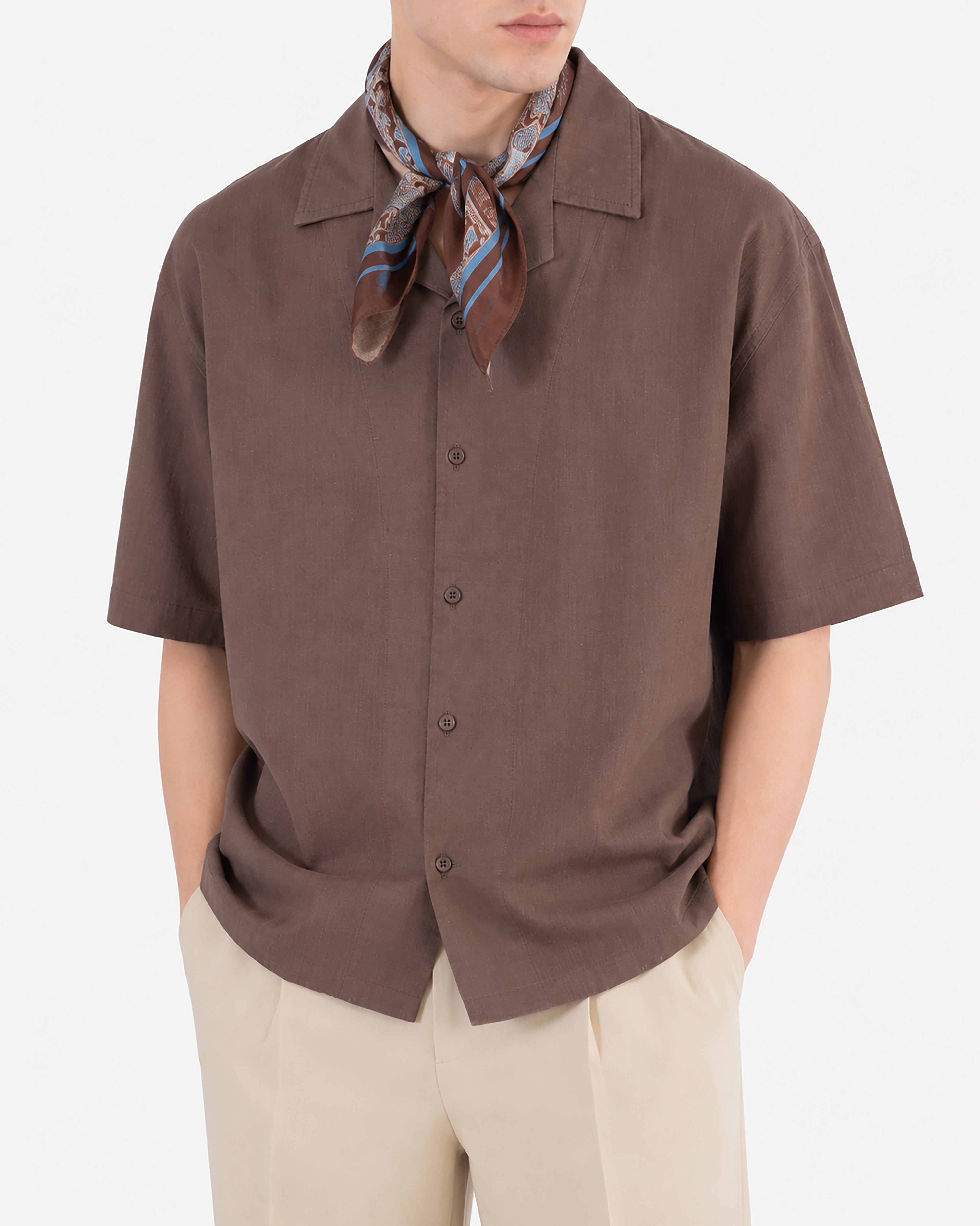 Earth Brown Half Sleeve Oversized Shirt