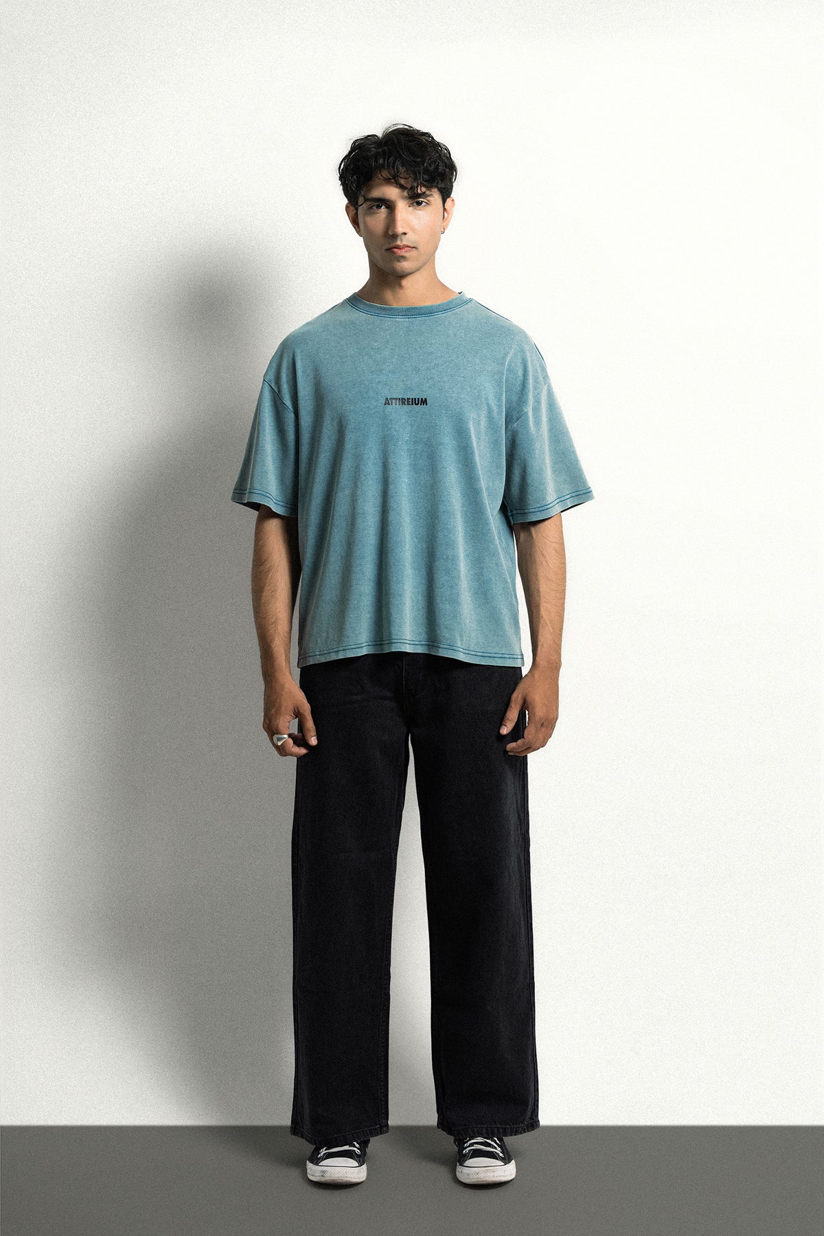Washed Teal Acid Wash T-Shirt