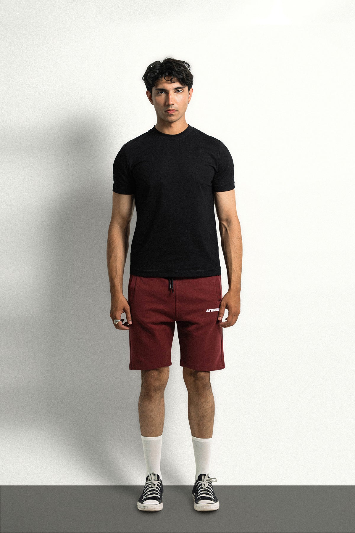 Plum Wine Combed Cotton Shorts