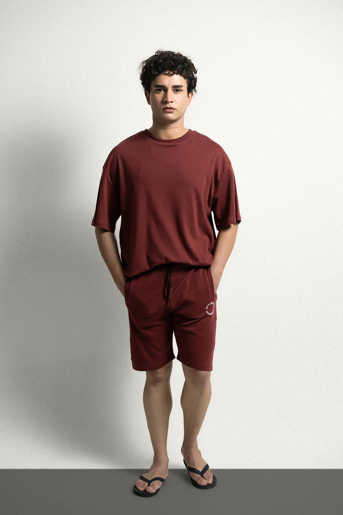Ruby Wine Combed Cotton Shorts