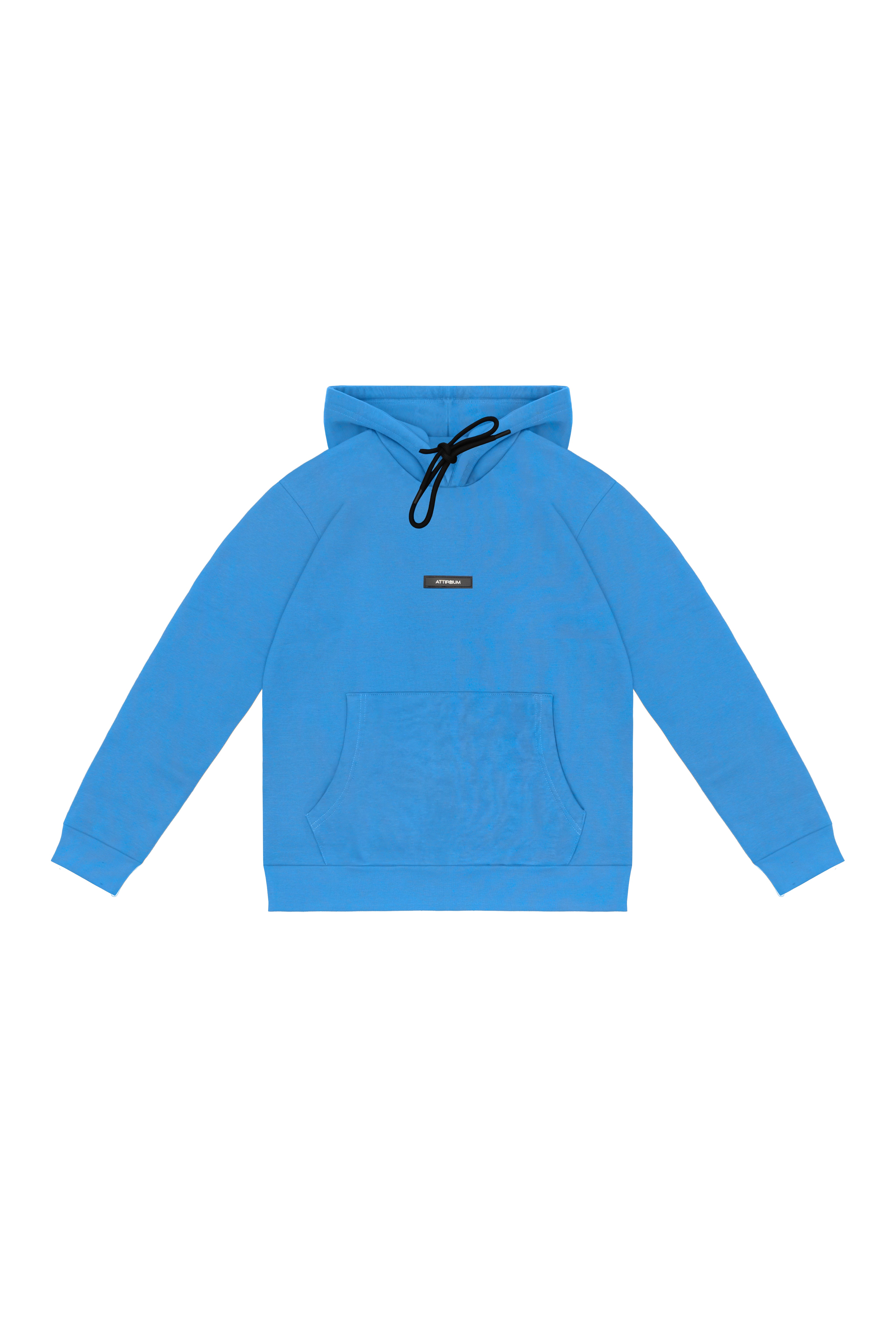 Blue Fleece Hoodie – Rectangle Strip Logo Edition