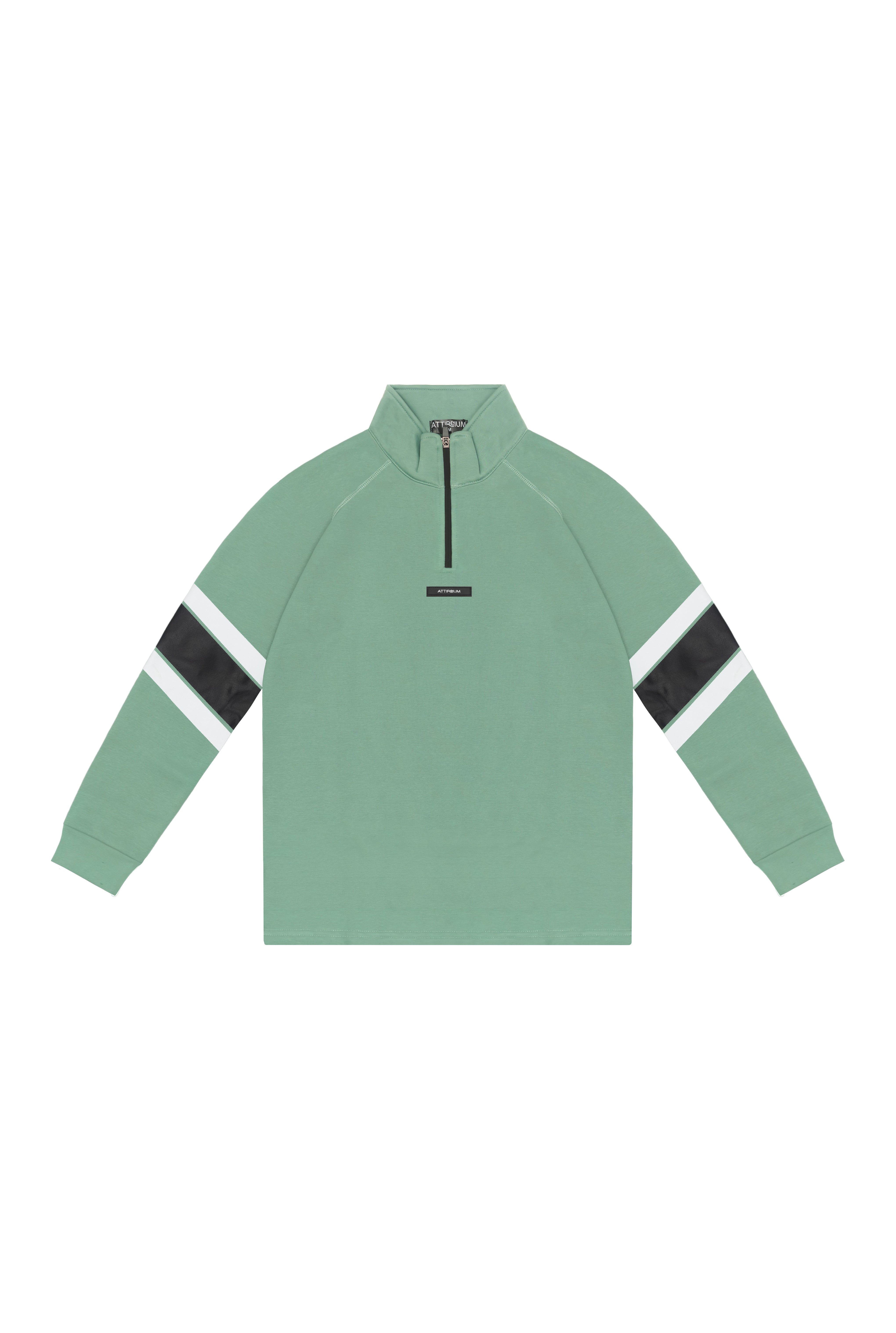 Beryl Green Half-Zip with Sporty Sleeve Accents