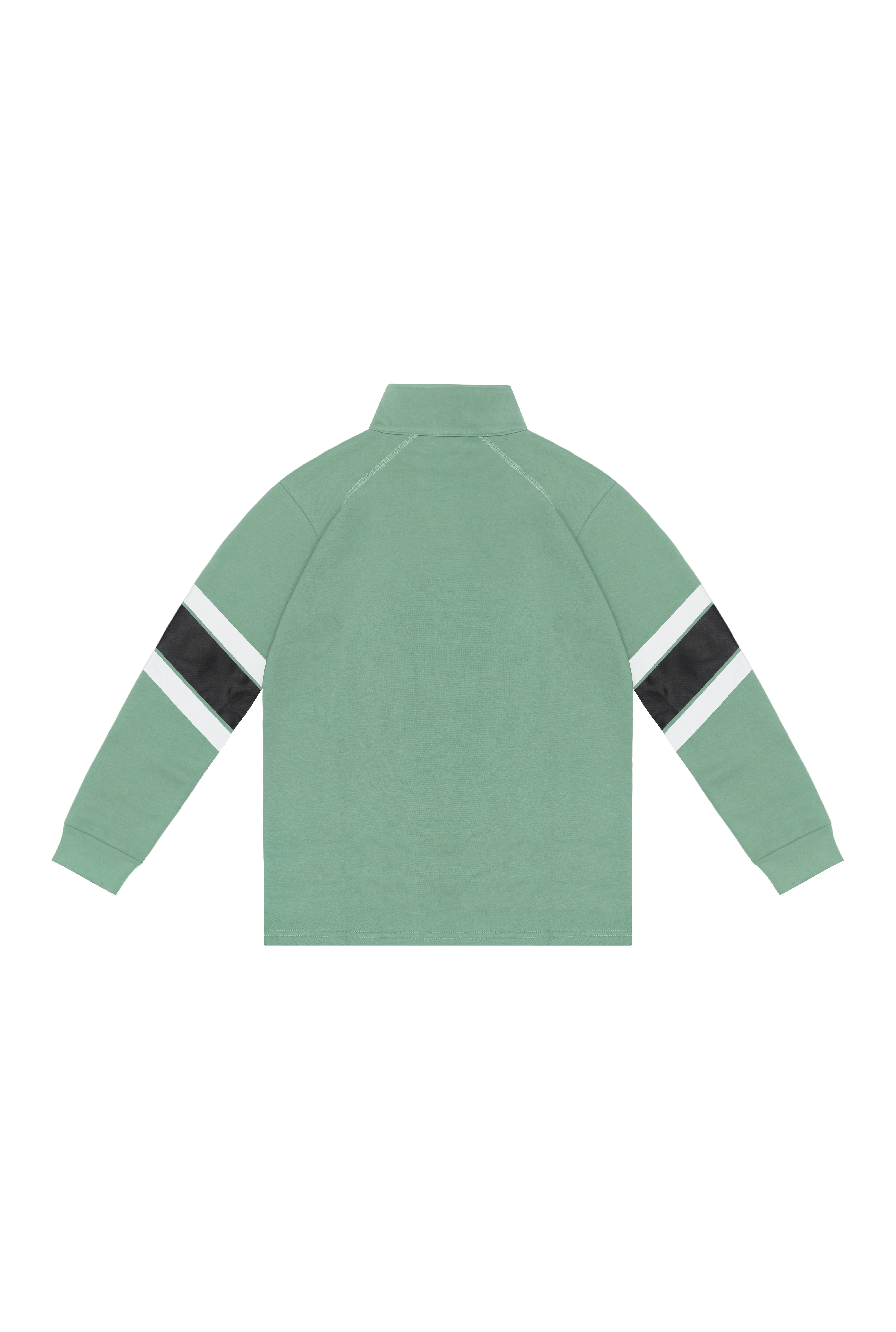 Beryl Green Half-Zip with Sporty Sleeve Accents