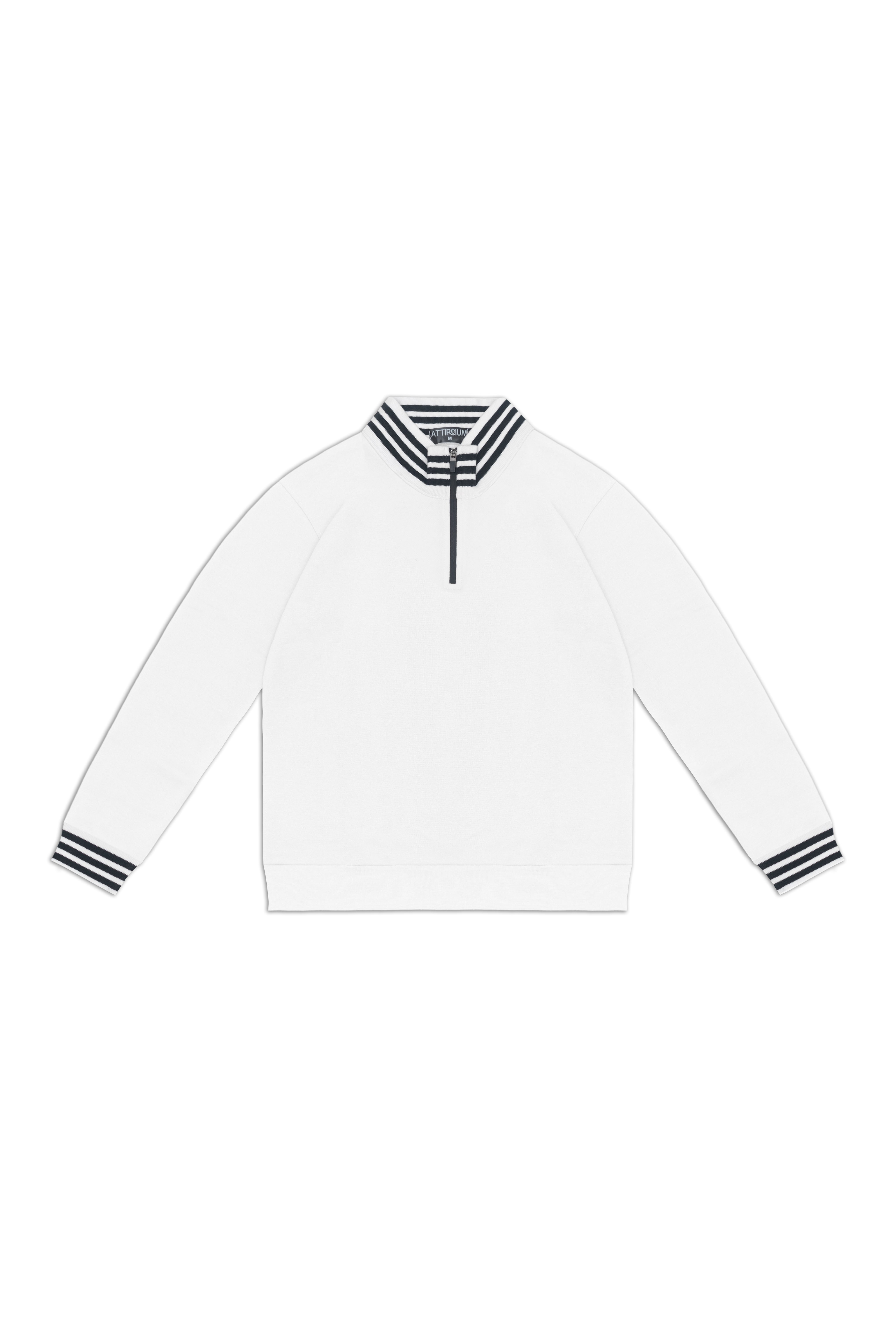 White Half-Zip Pullover with Astronaut Back Design
