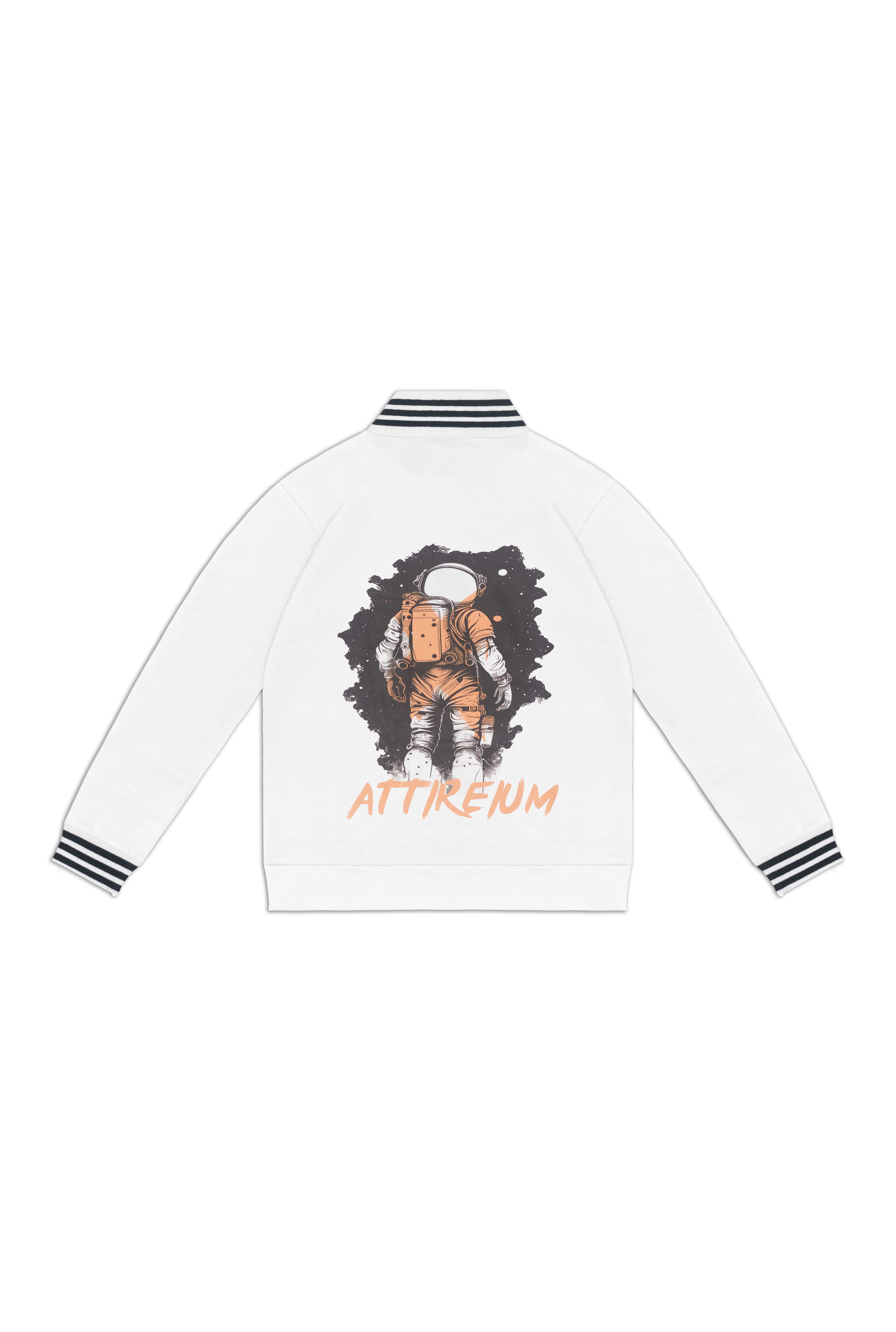 White Half-Zip Pullover with Astronaut Back Design