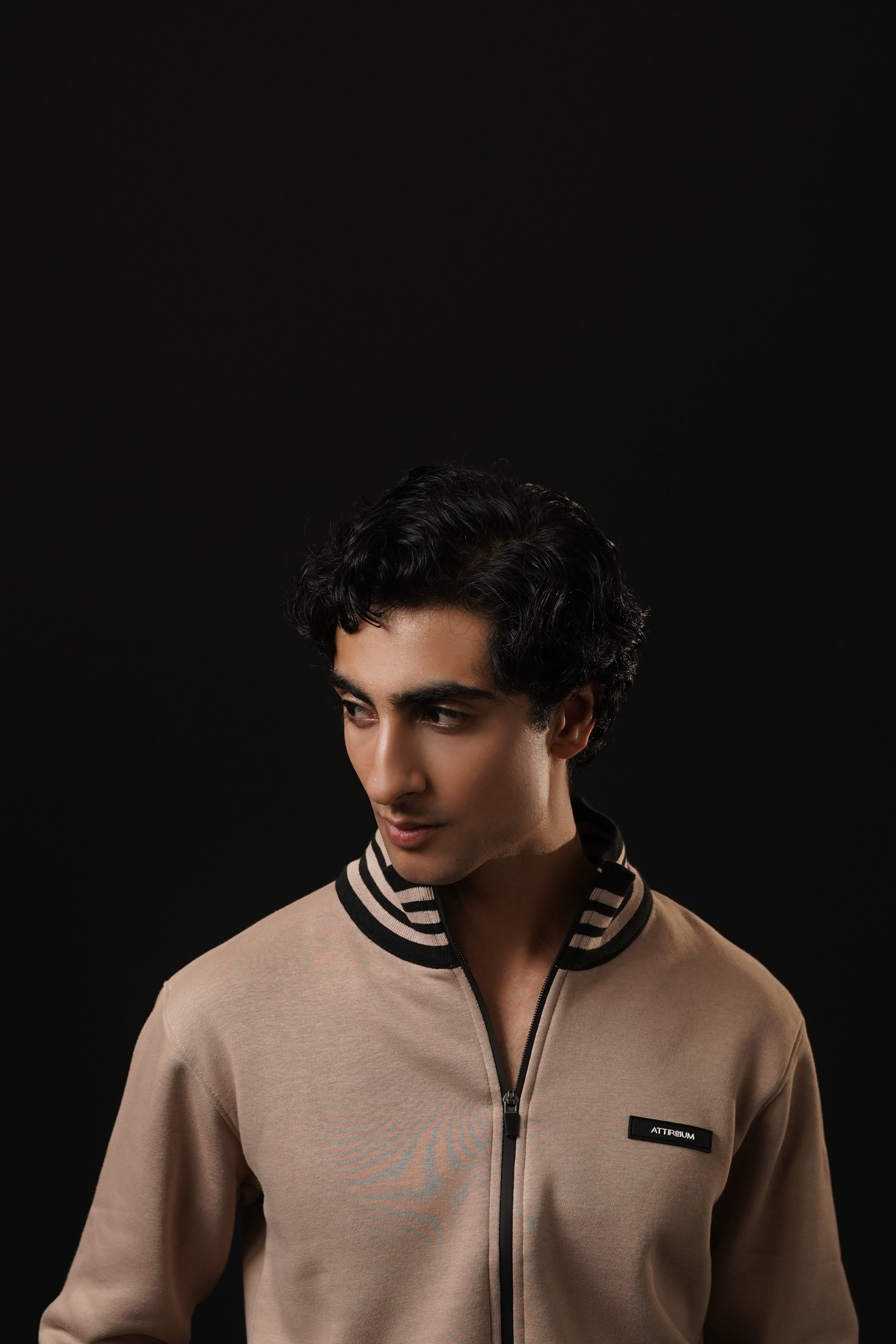 Taupe Full-Zip Track Jacket