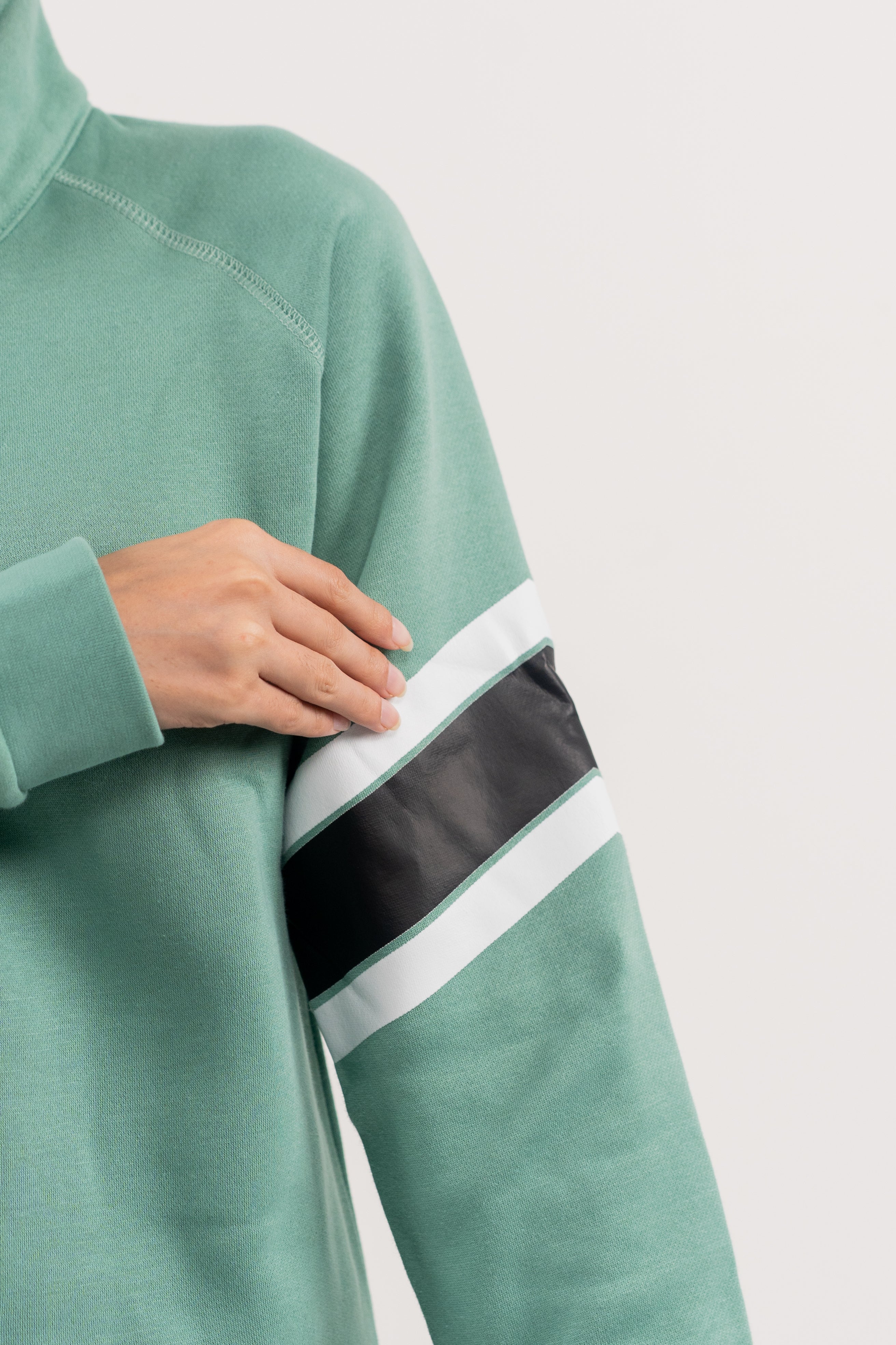 Beryl Green Half-Zip with Sporty Sleeve Accents