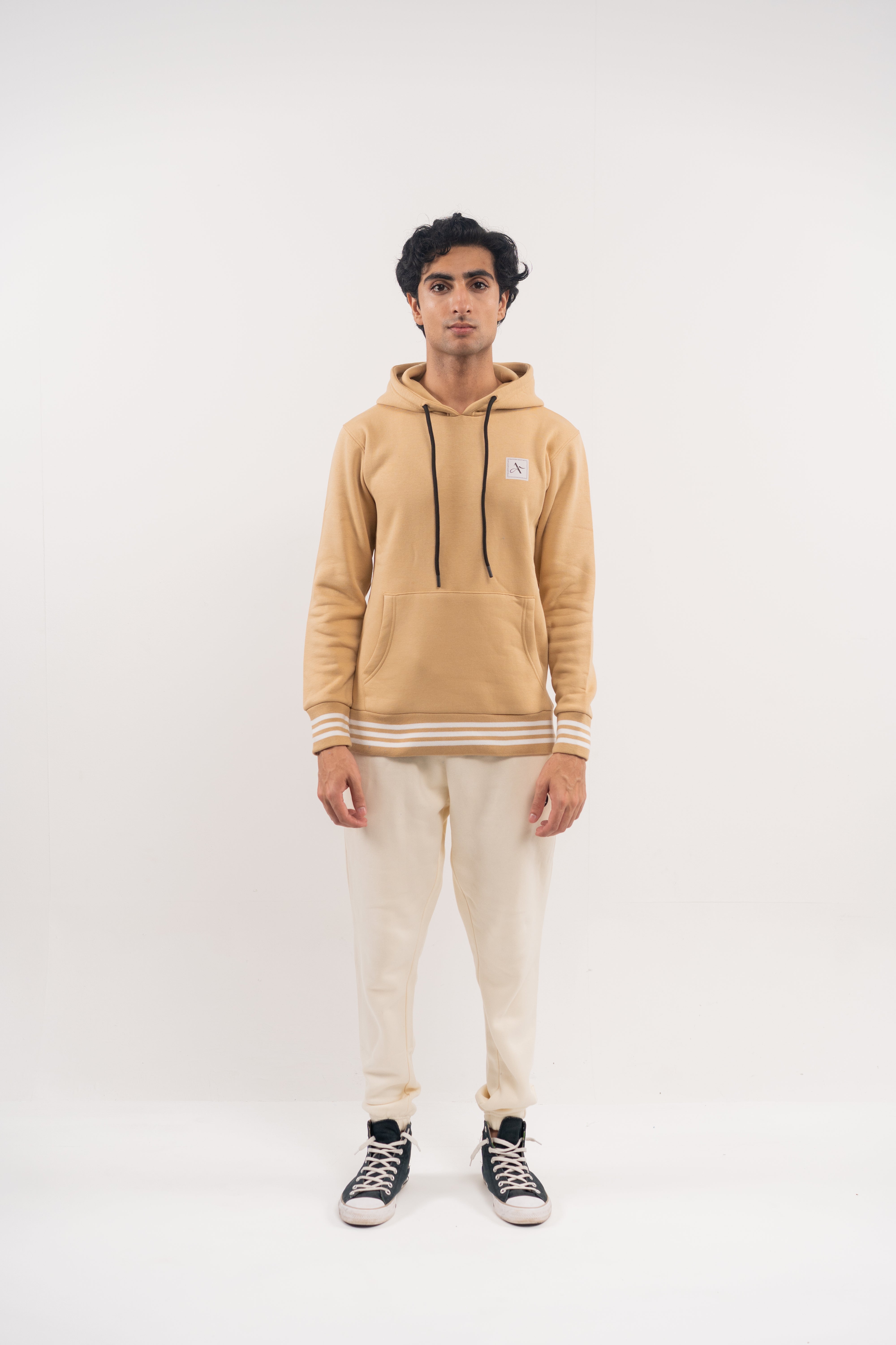 Nude Fleece Hoodie – Minimal Chest Accent Edition