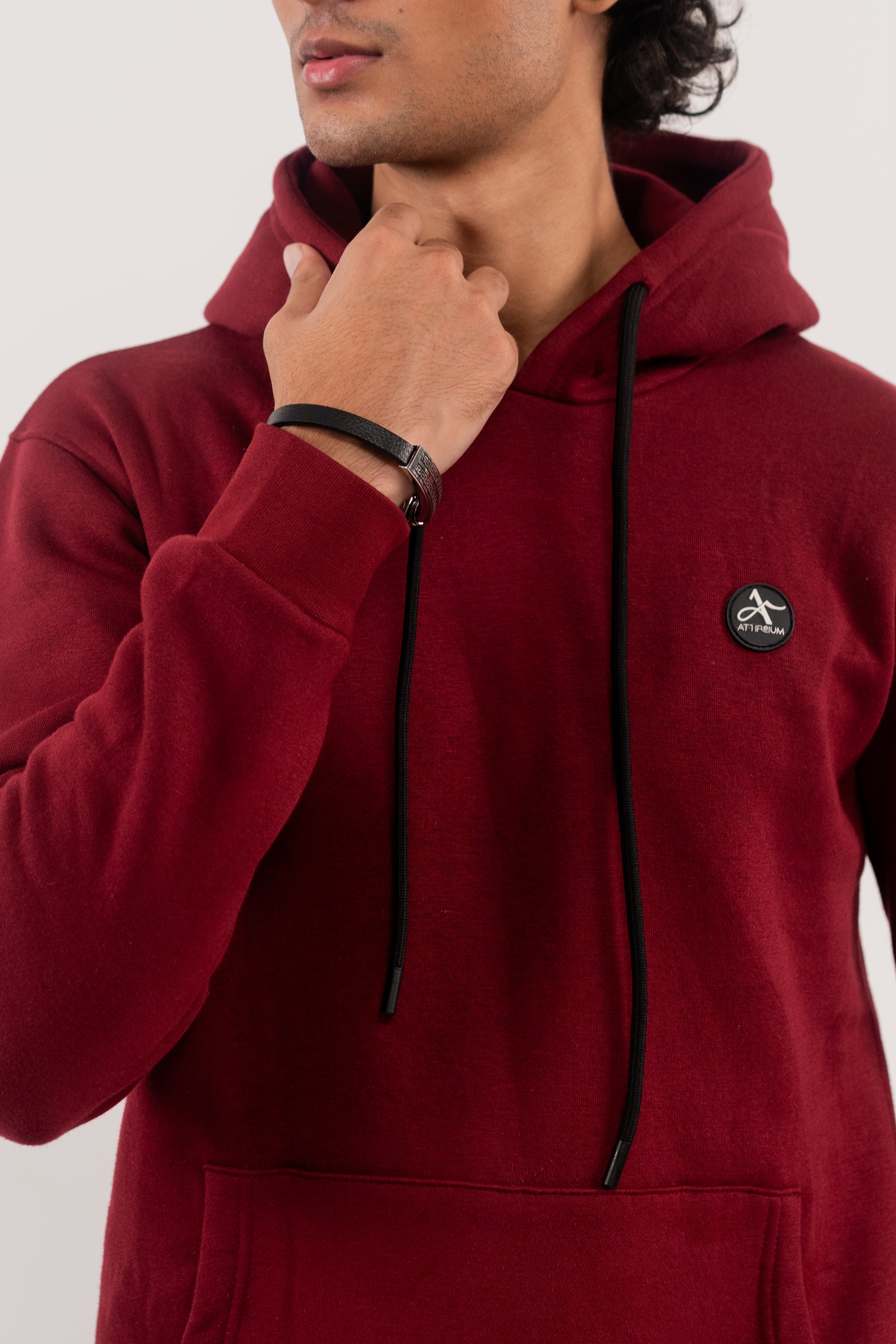 Rhubarb Fleece Hoodie – Signature Front Accent