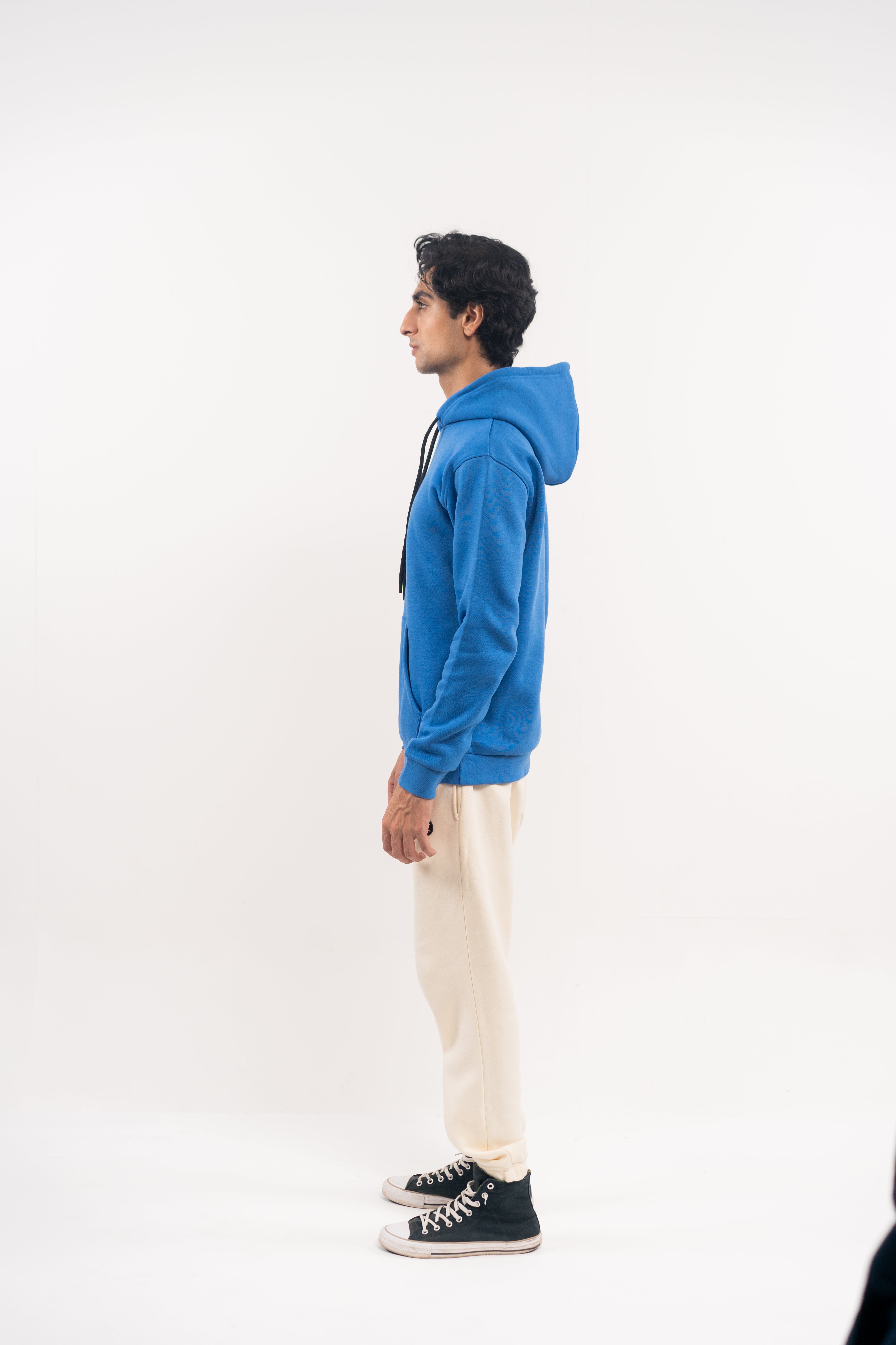 Blue Fleece Hoodie – Rectangle Strip Logo Edition