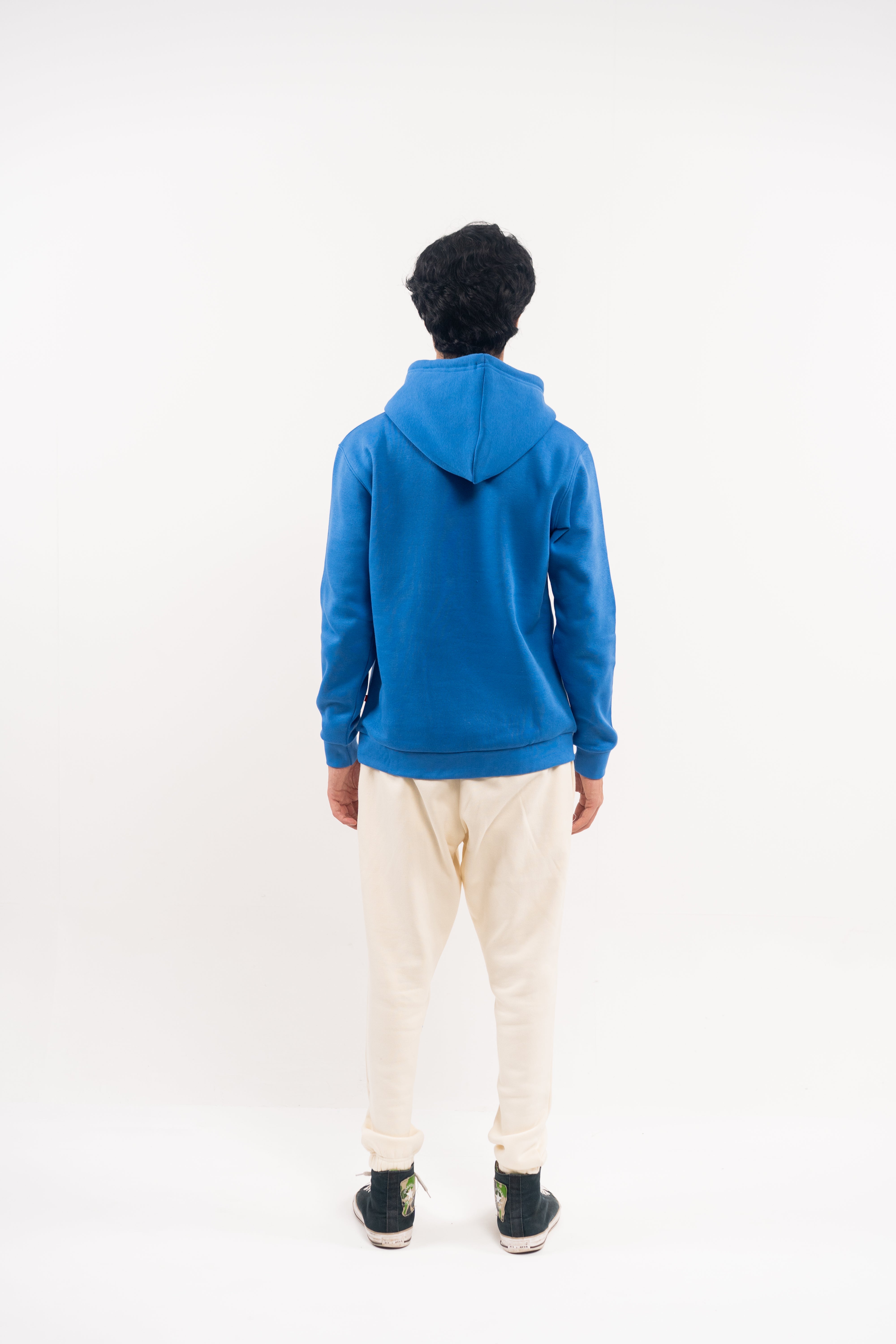 Blue Fleece Hoodie – Rectangle Strip Logo Edition