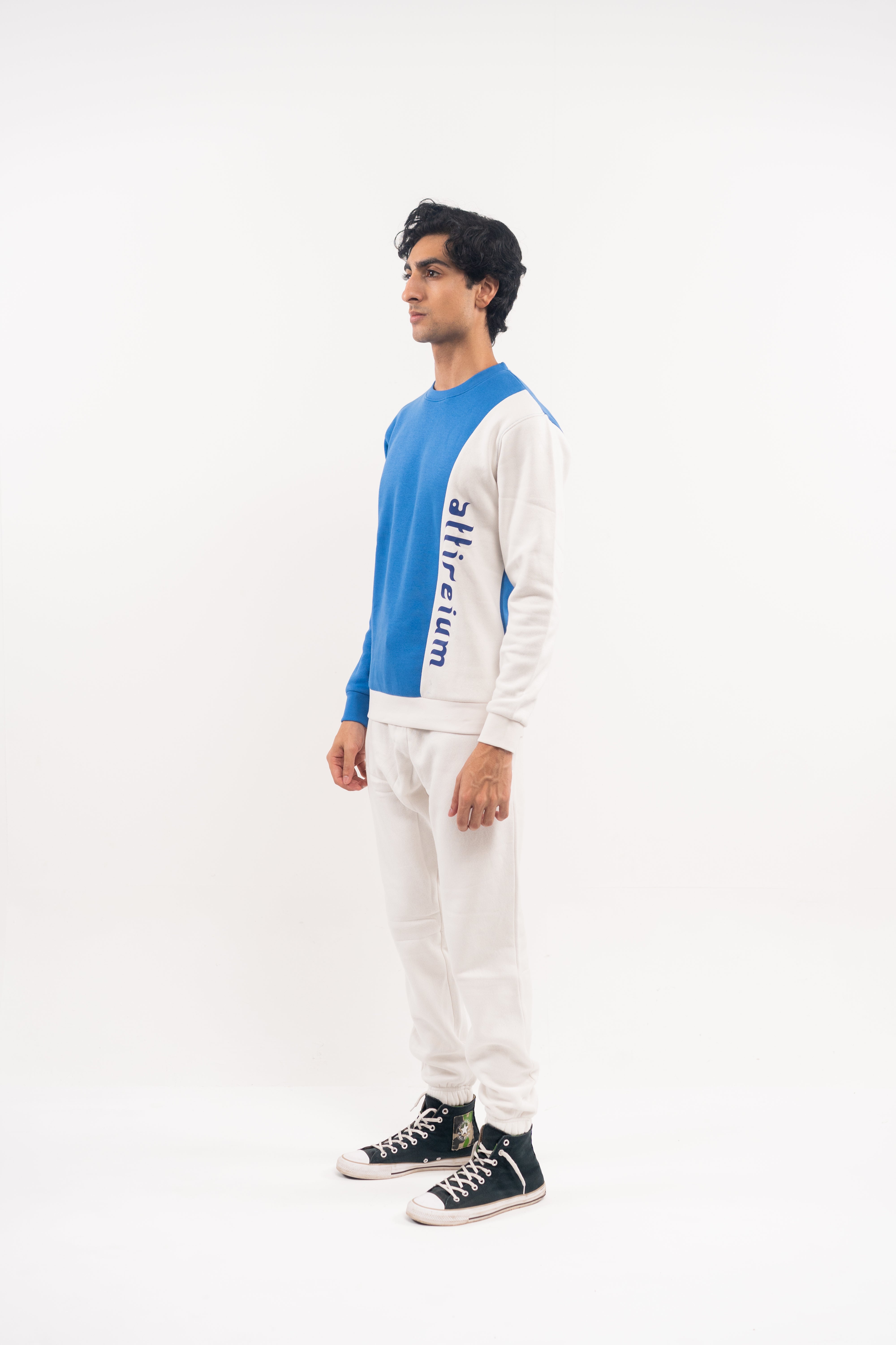 Blue Contrast Split Sweatshirt
