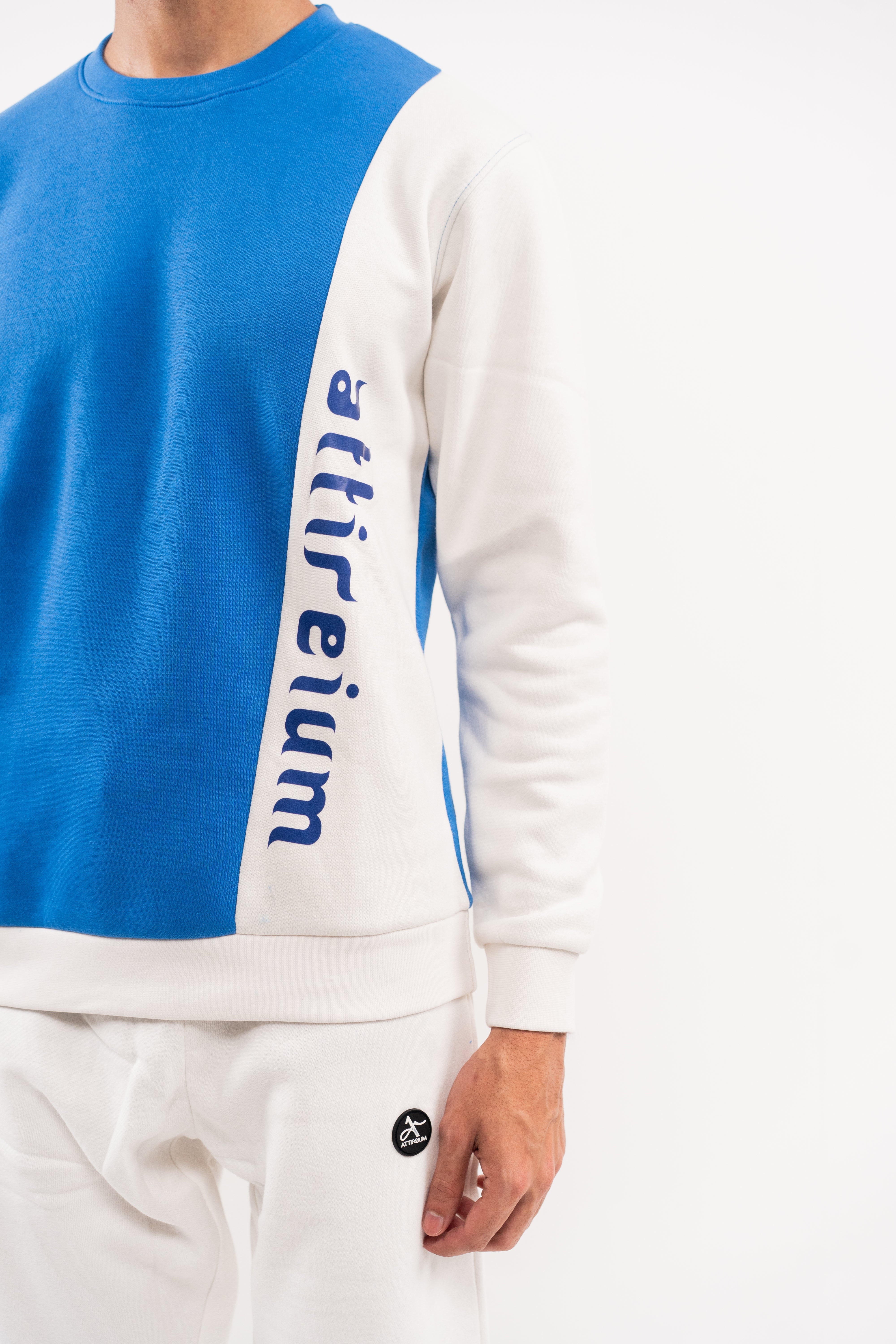 Blue Contrast Split Sweatshirt