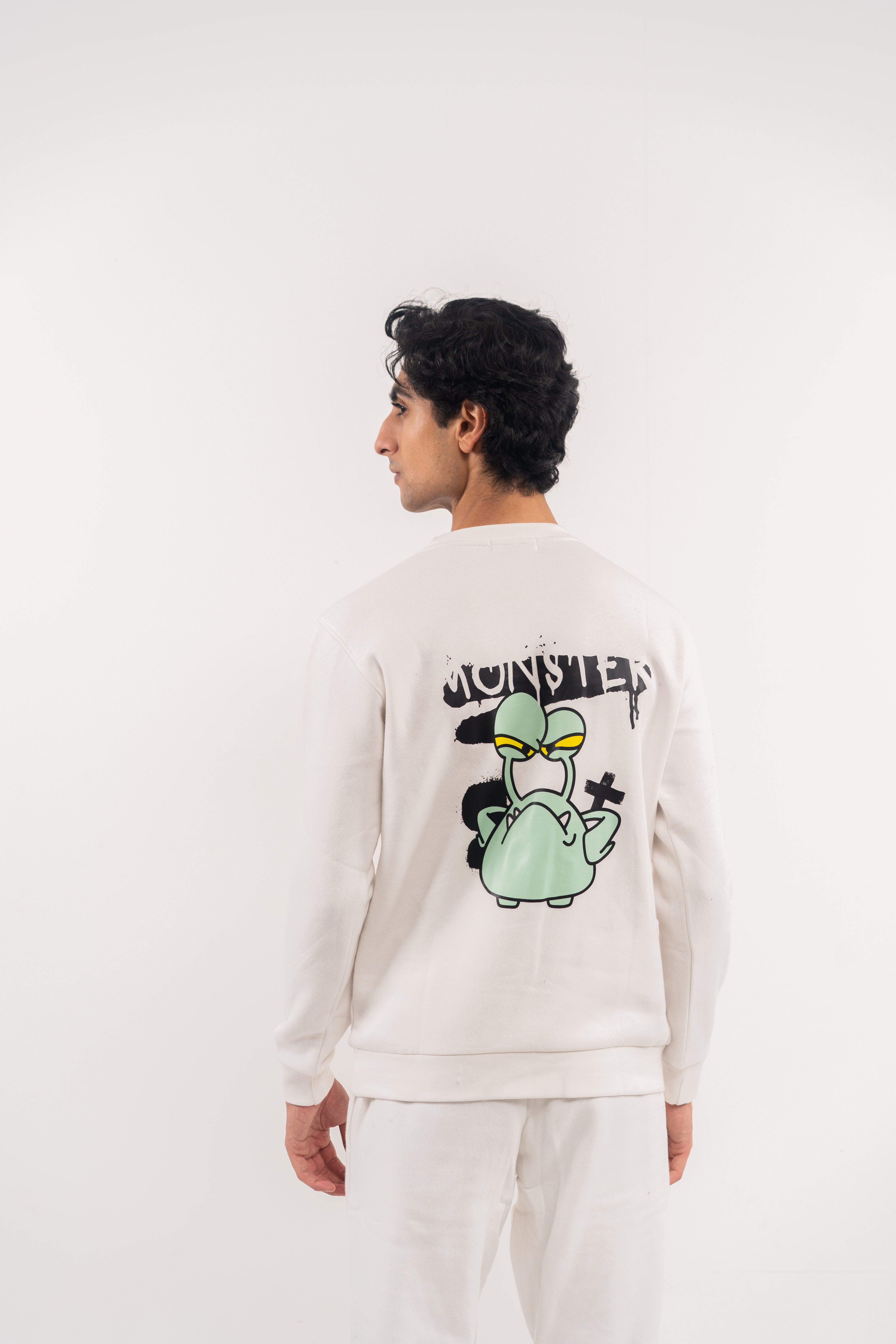 White Monster Graphic Sweatshirt