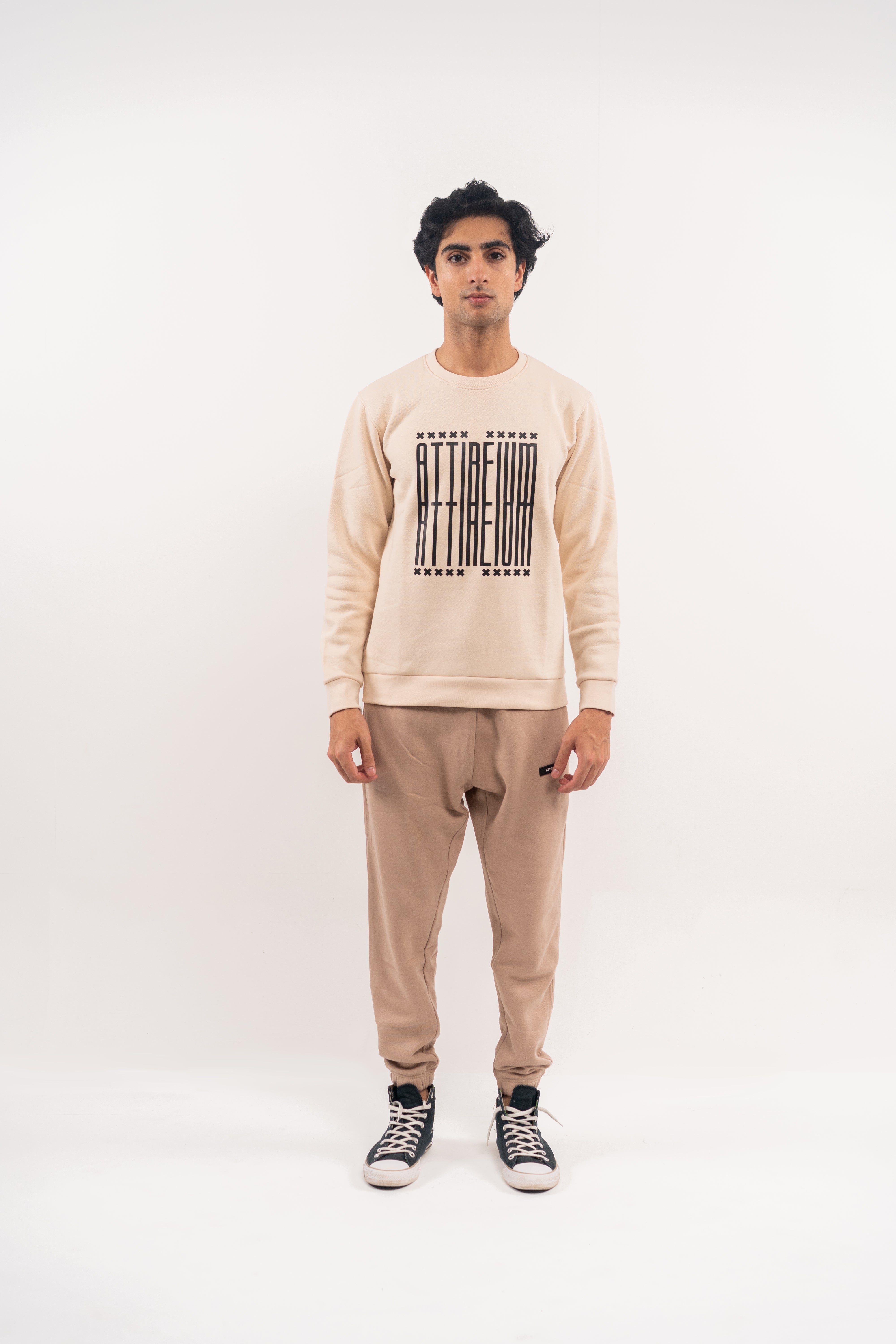 Sand Geometric Attireium Sweatshirt