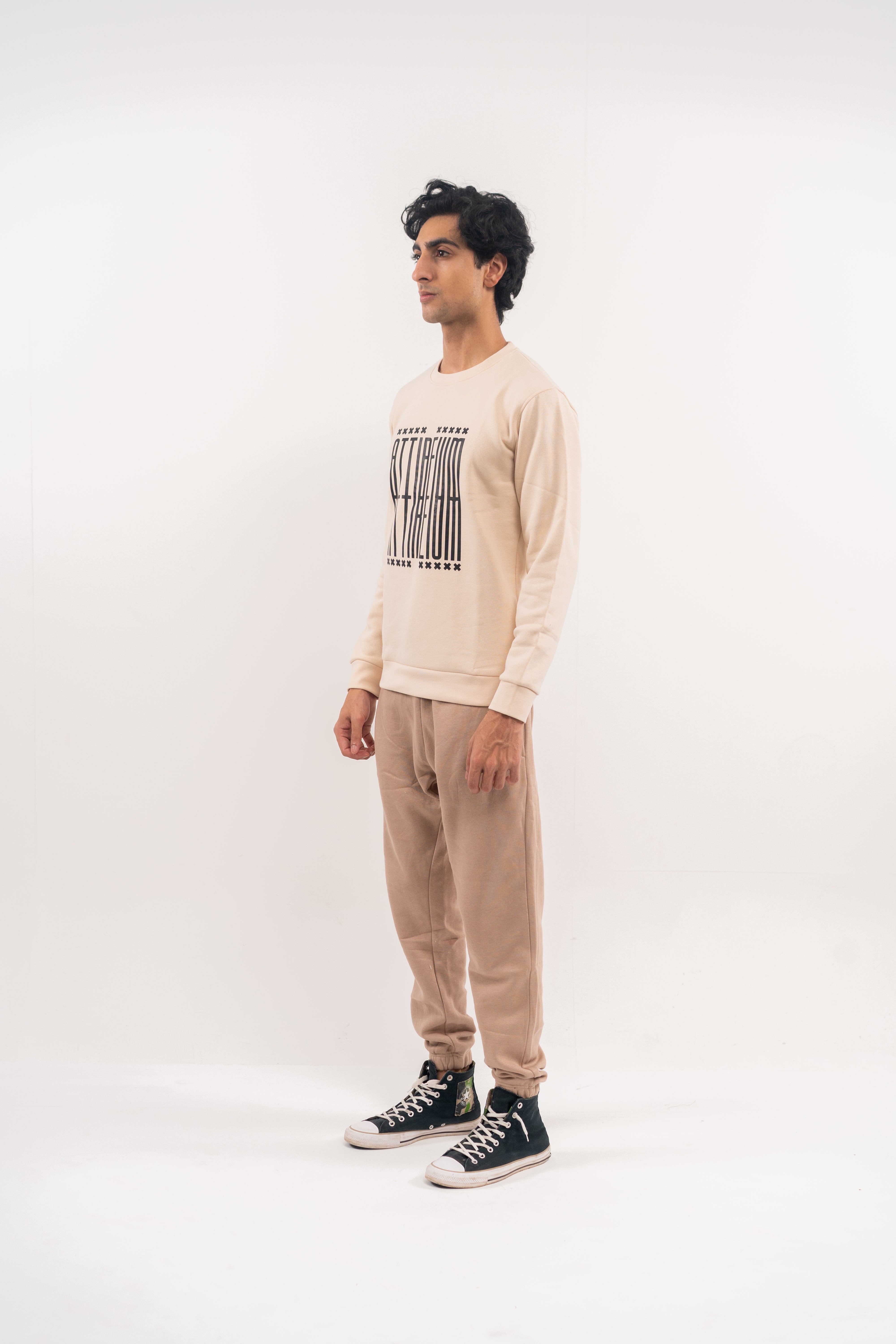Sand Geometric Attireium Sweatshirt