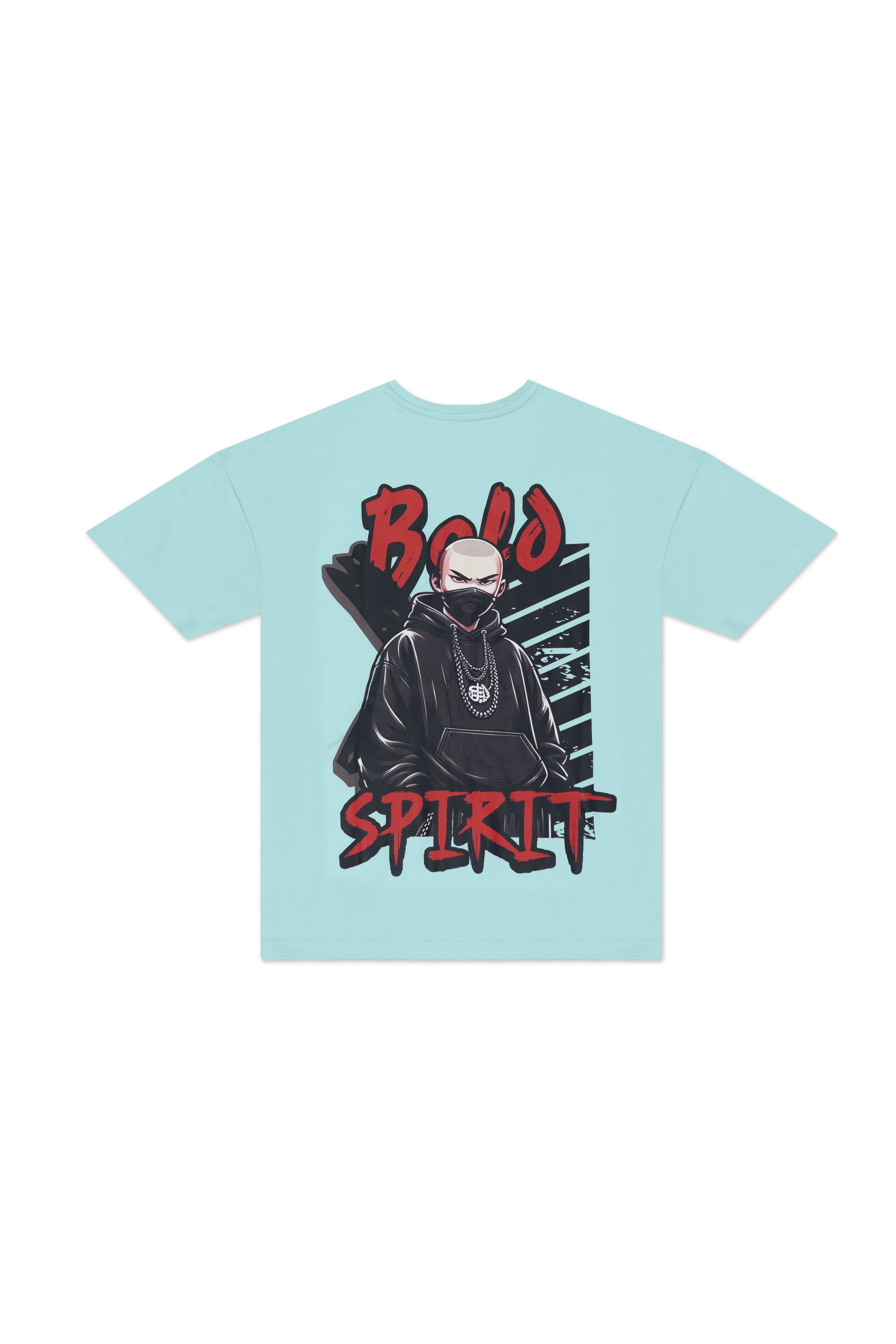 Oversized Aqua Frost Bold Spirit Graphic