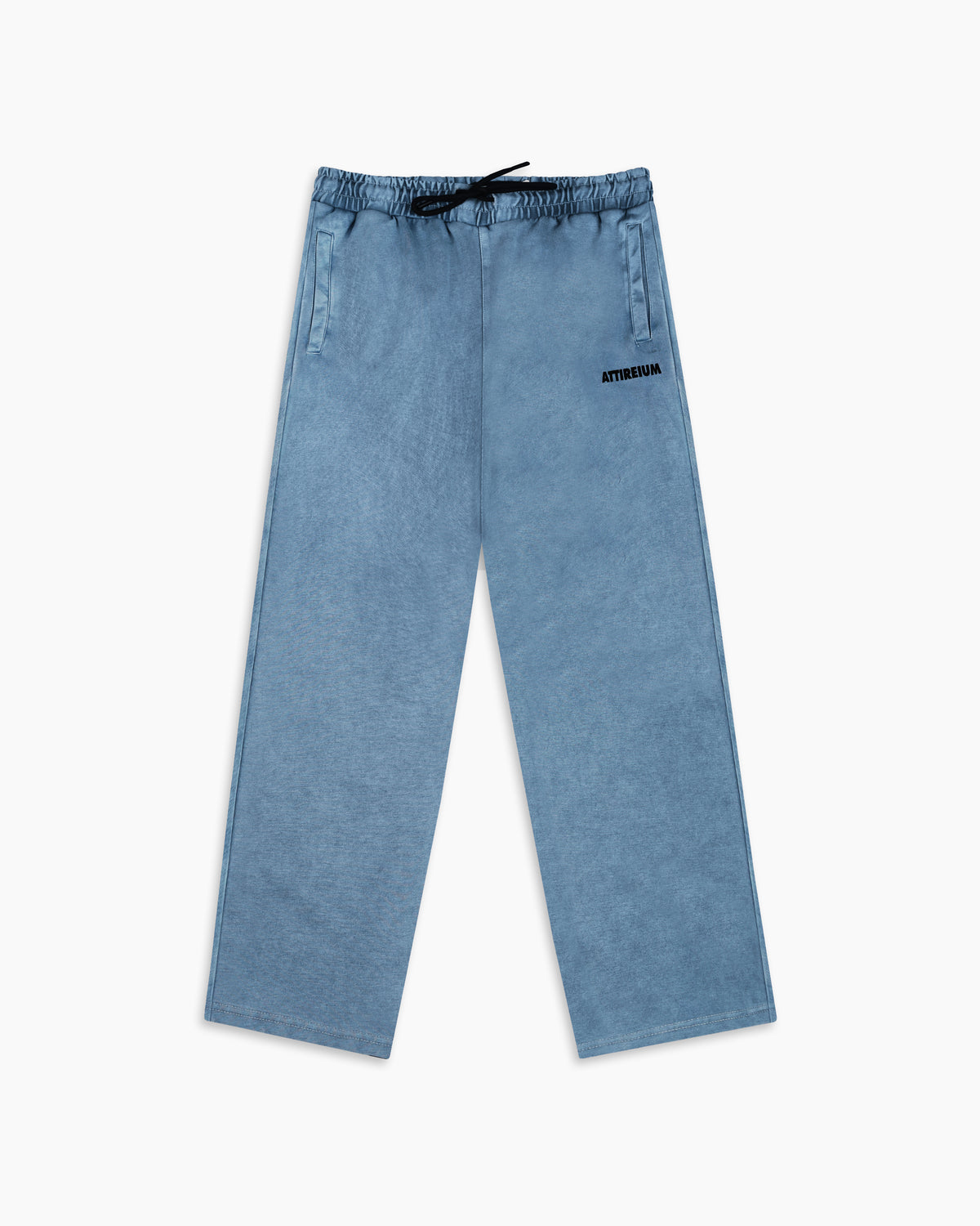 Washed Blue Wide-Leg Cotton Trouser