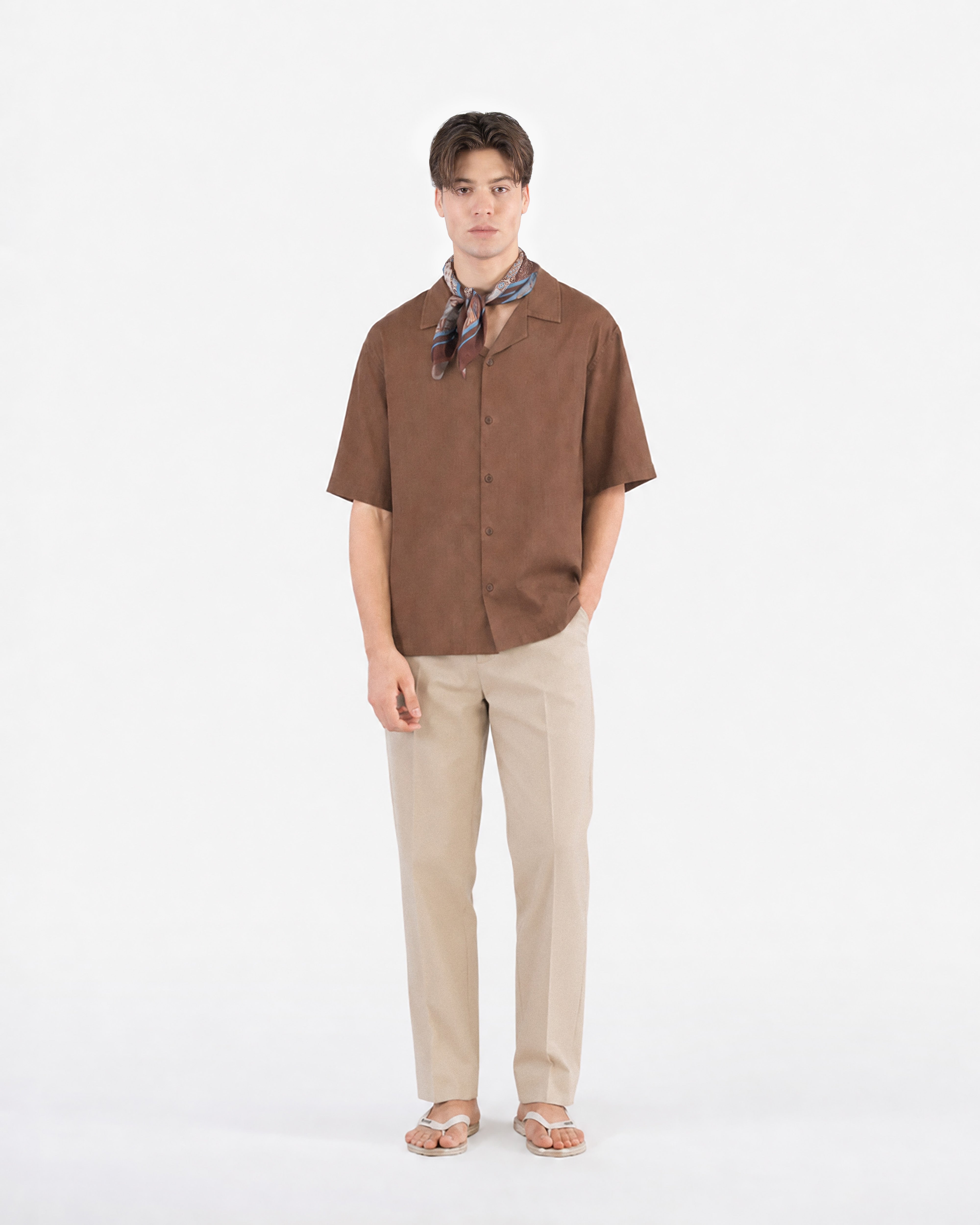 Earth Brown Half Sleeve Oversized Shirt