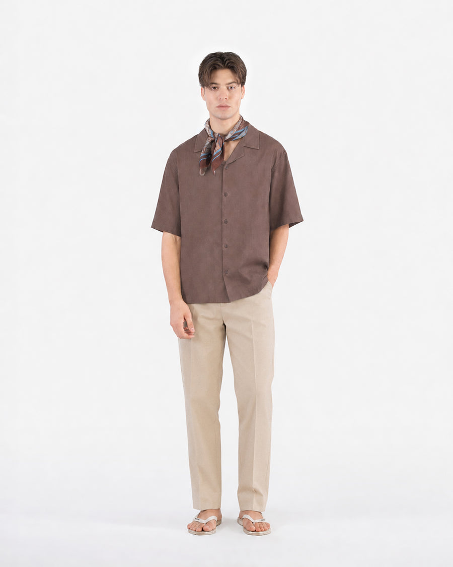 Earth Brown Half Sleeve Oversized Shirt