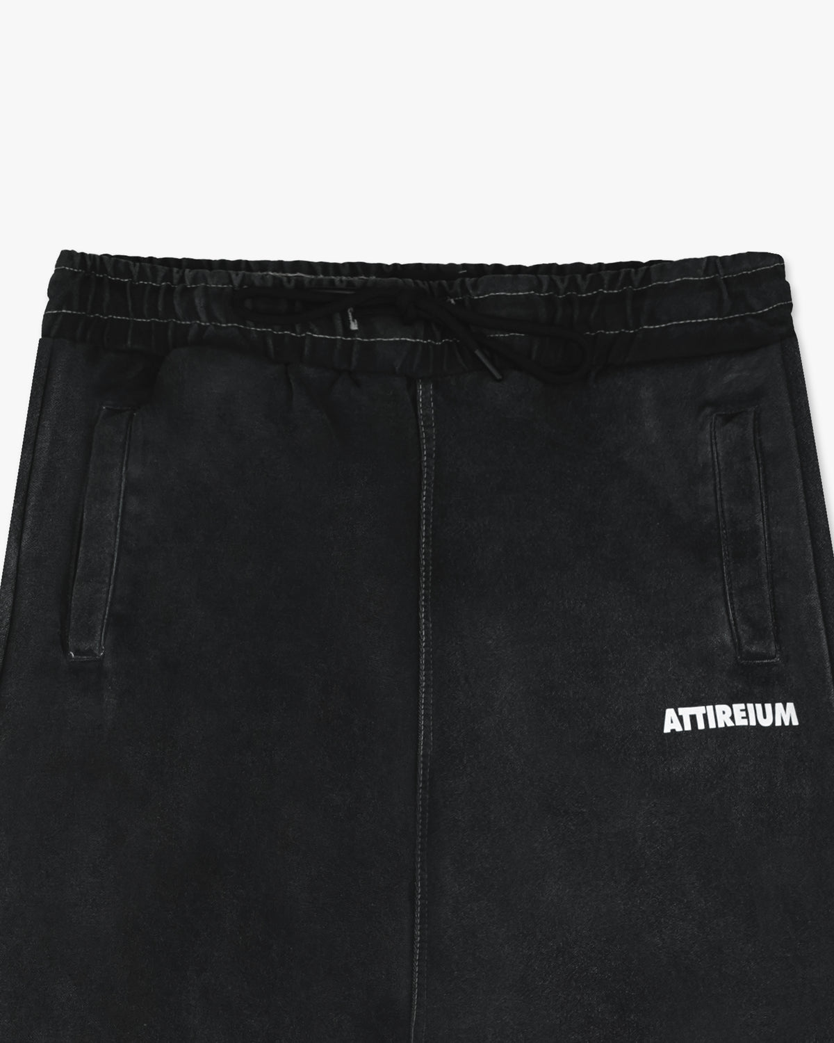 Washed Black Wide-Leg Cotton Trouser