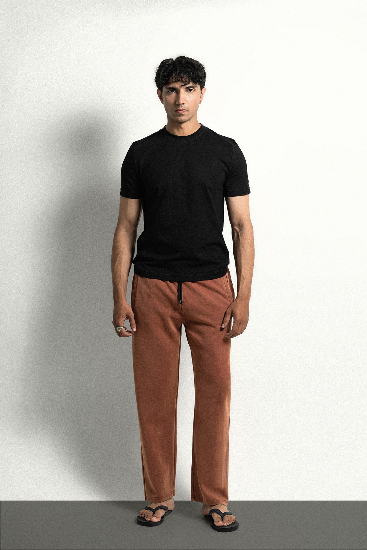 Terracotta Acid Wash Wide-Leg Trouser