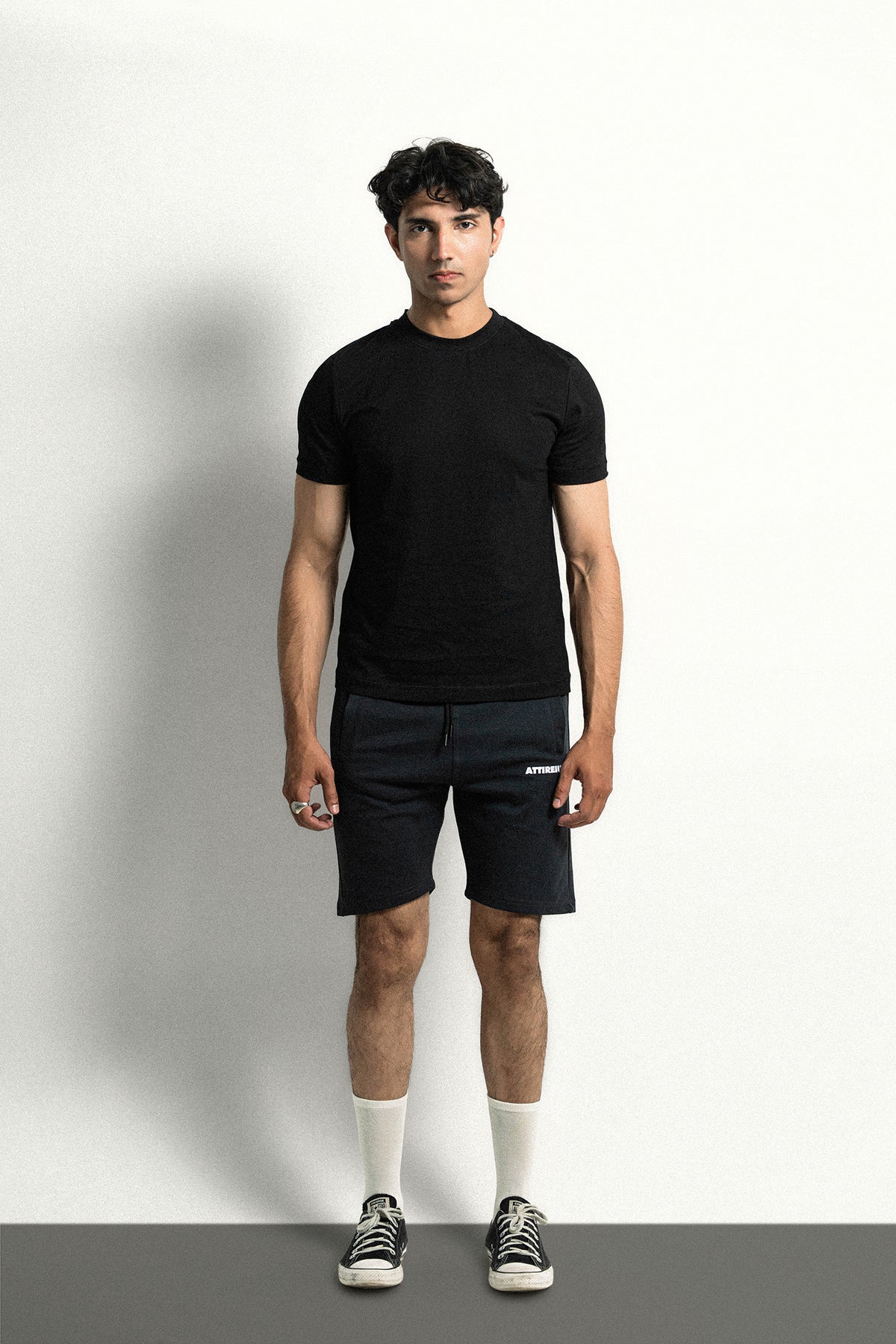 Blue Graphite Combed Cotton Shorts