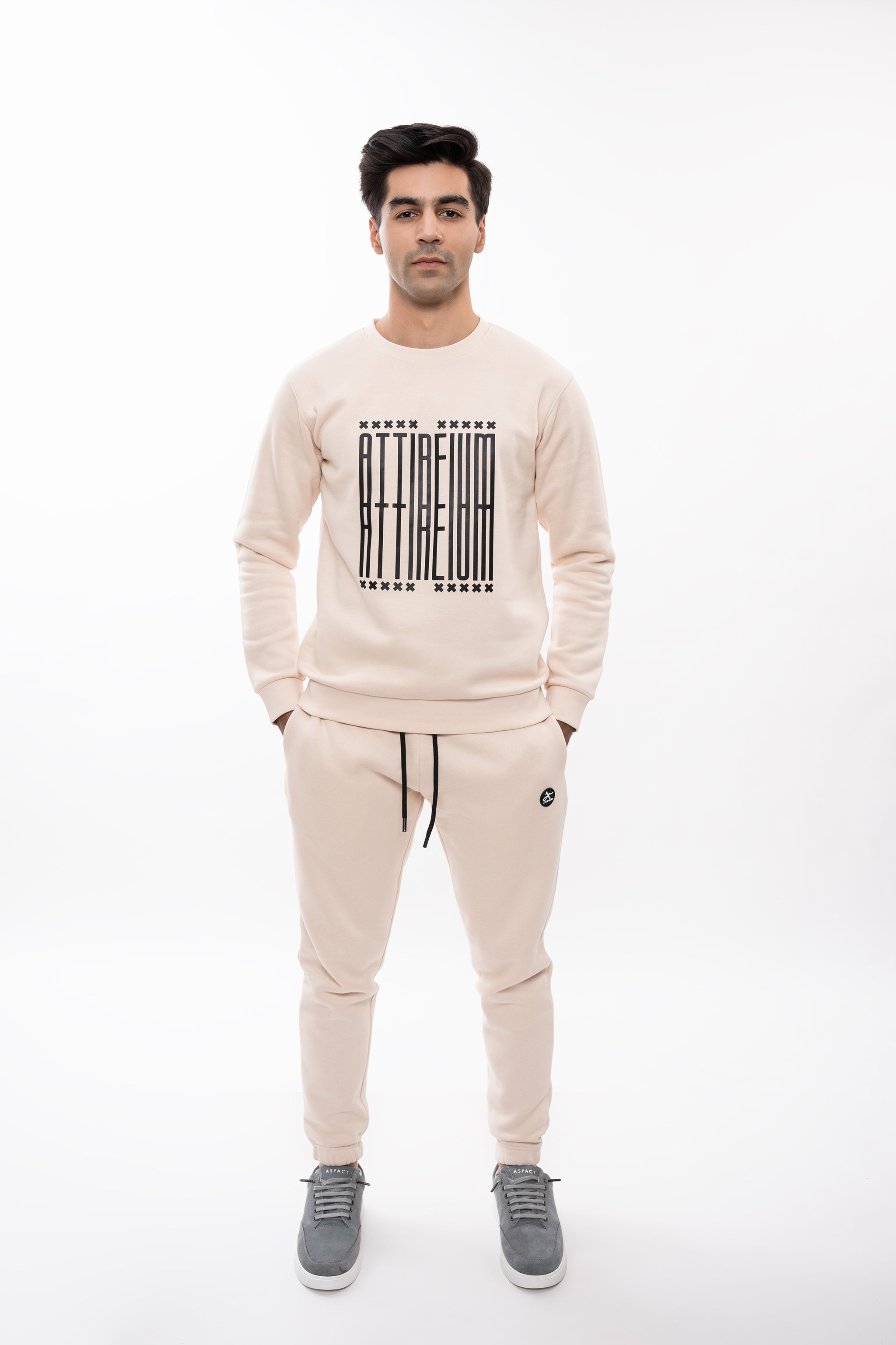 Sand Geometric Attireium Sweatshirt