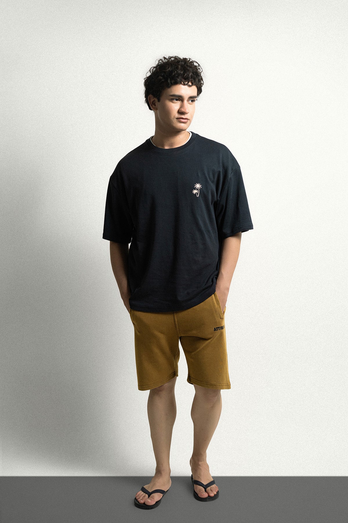 Mustard Brown Acid Wash Short