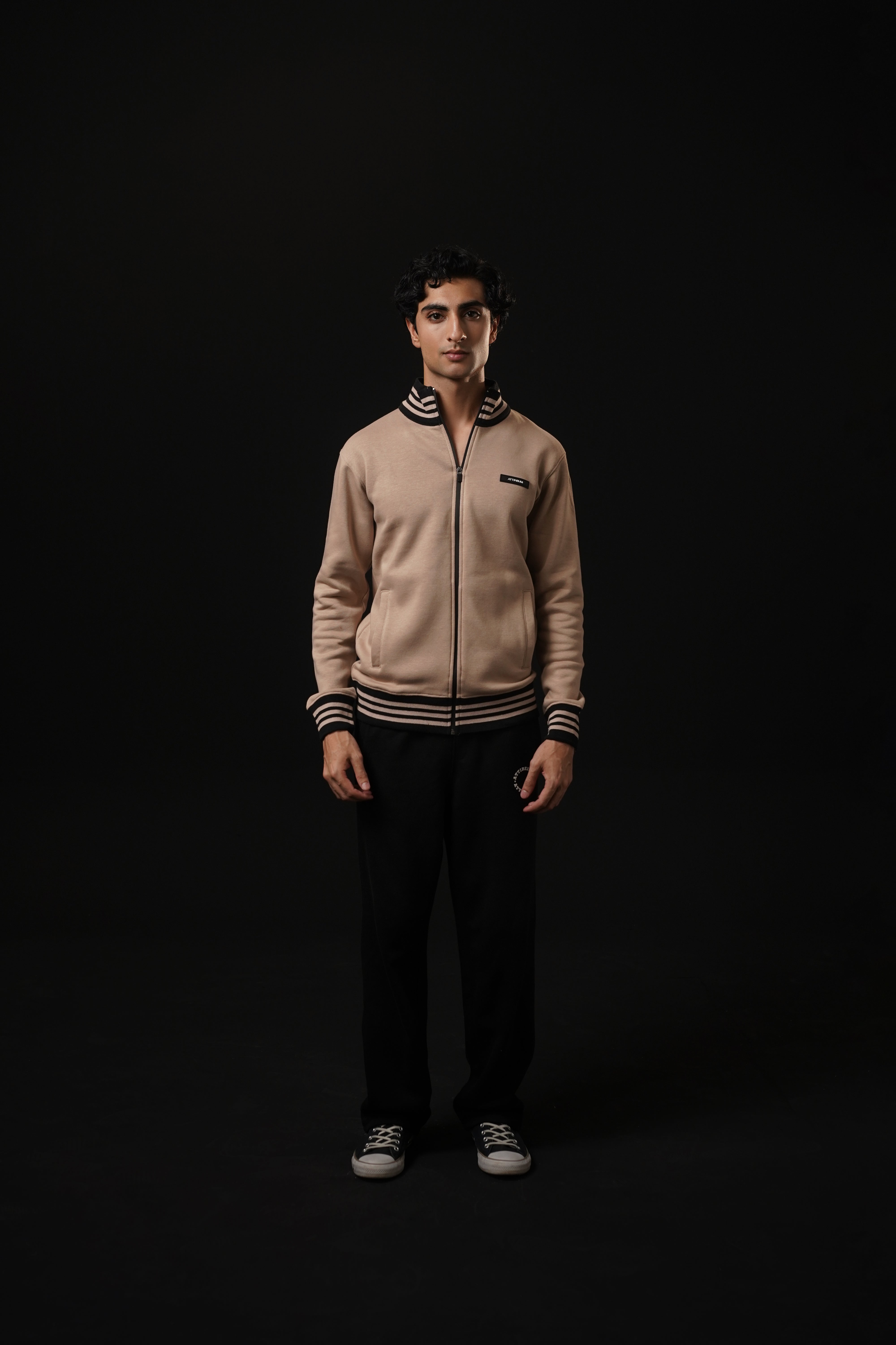 Taupe Full-Zip Track Jacket