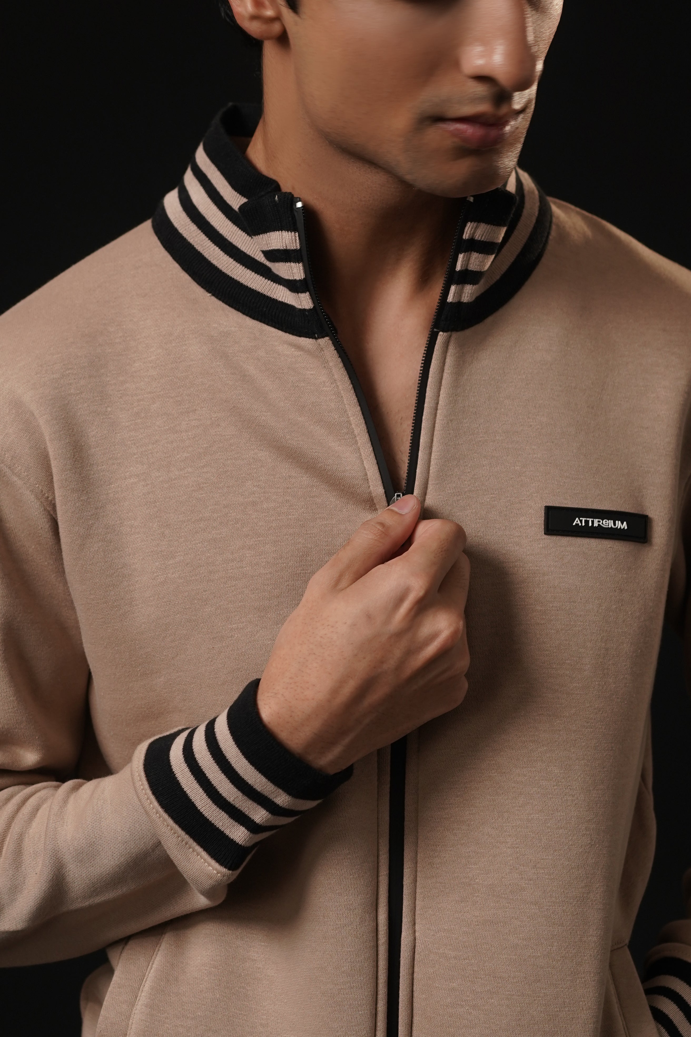 Taupe Full-Zip Track Jacket