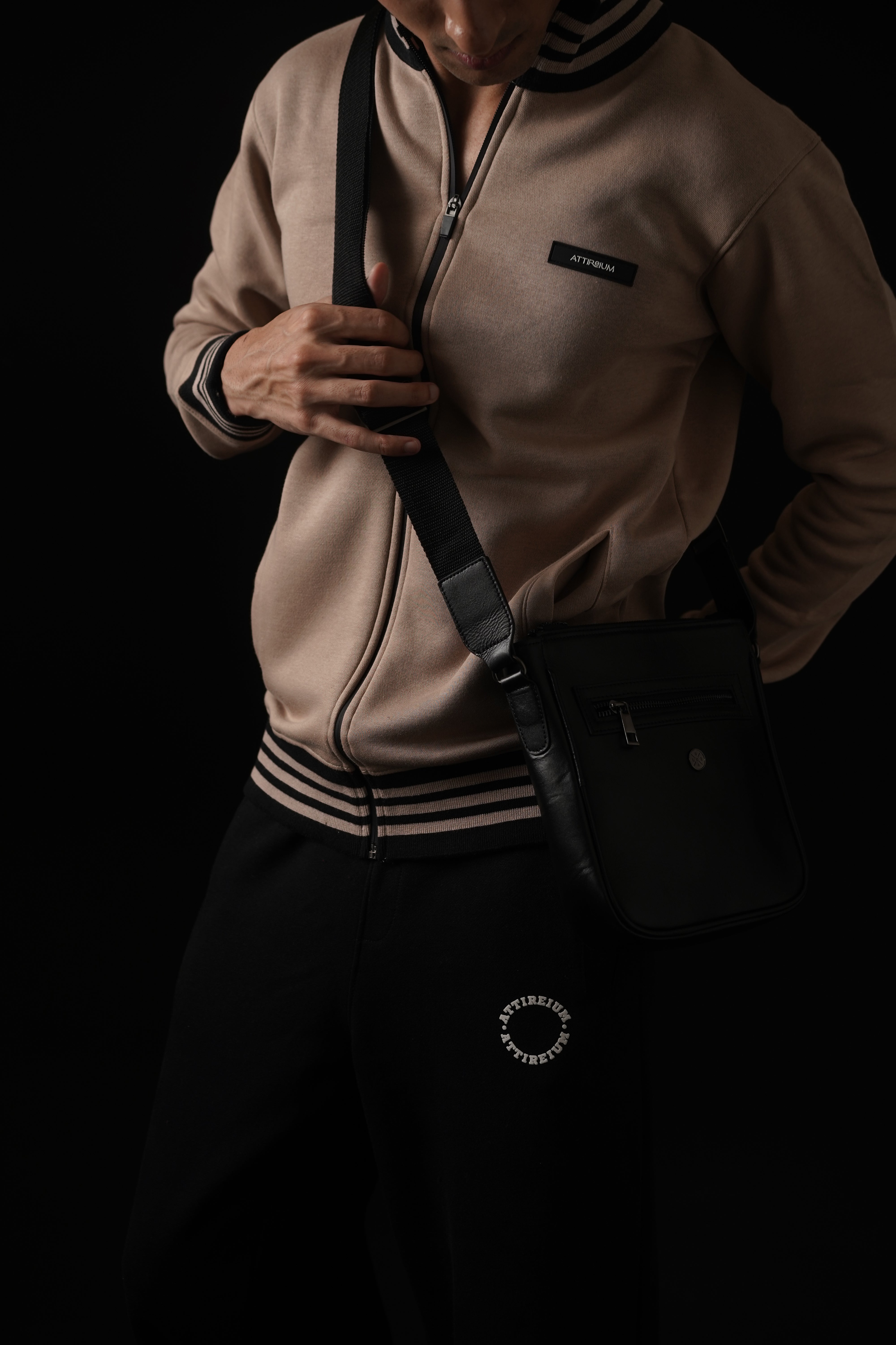 Taupe Full-Zip Track Jacket