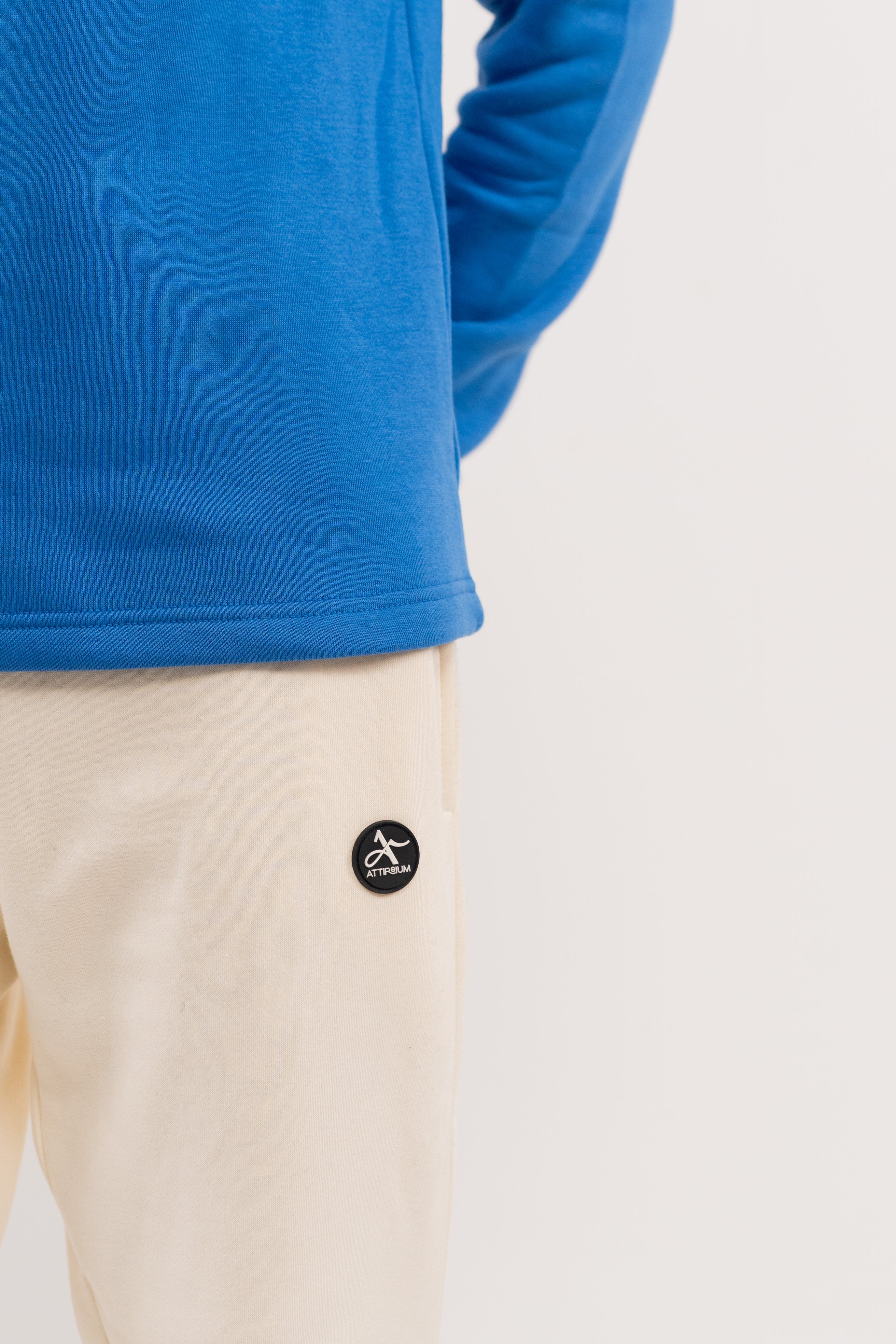 Bold Blue Half-Zip Pullover with Striped Accents