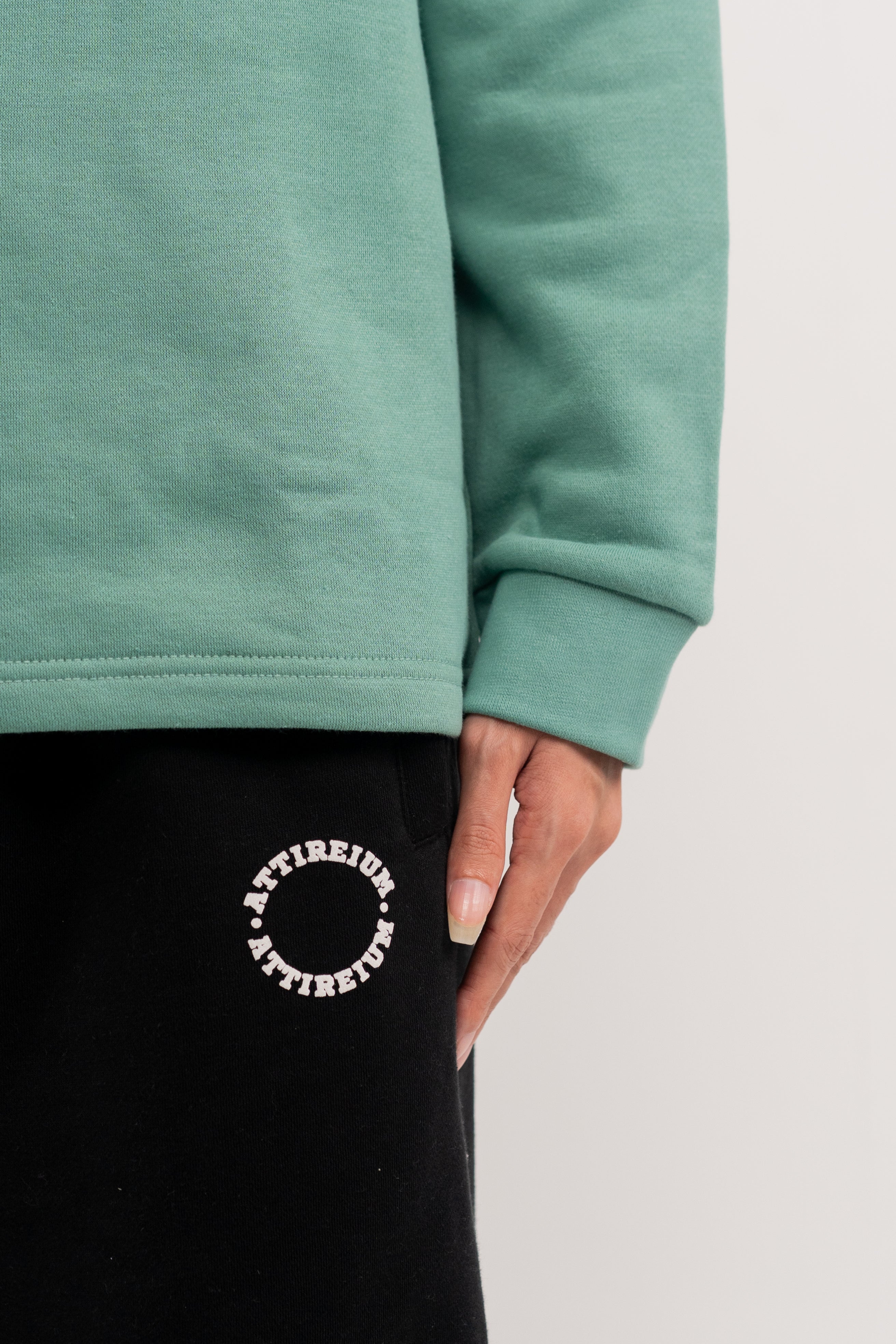 Beryl Green Half-Zip with Sporty Sleeve Accents