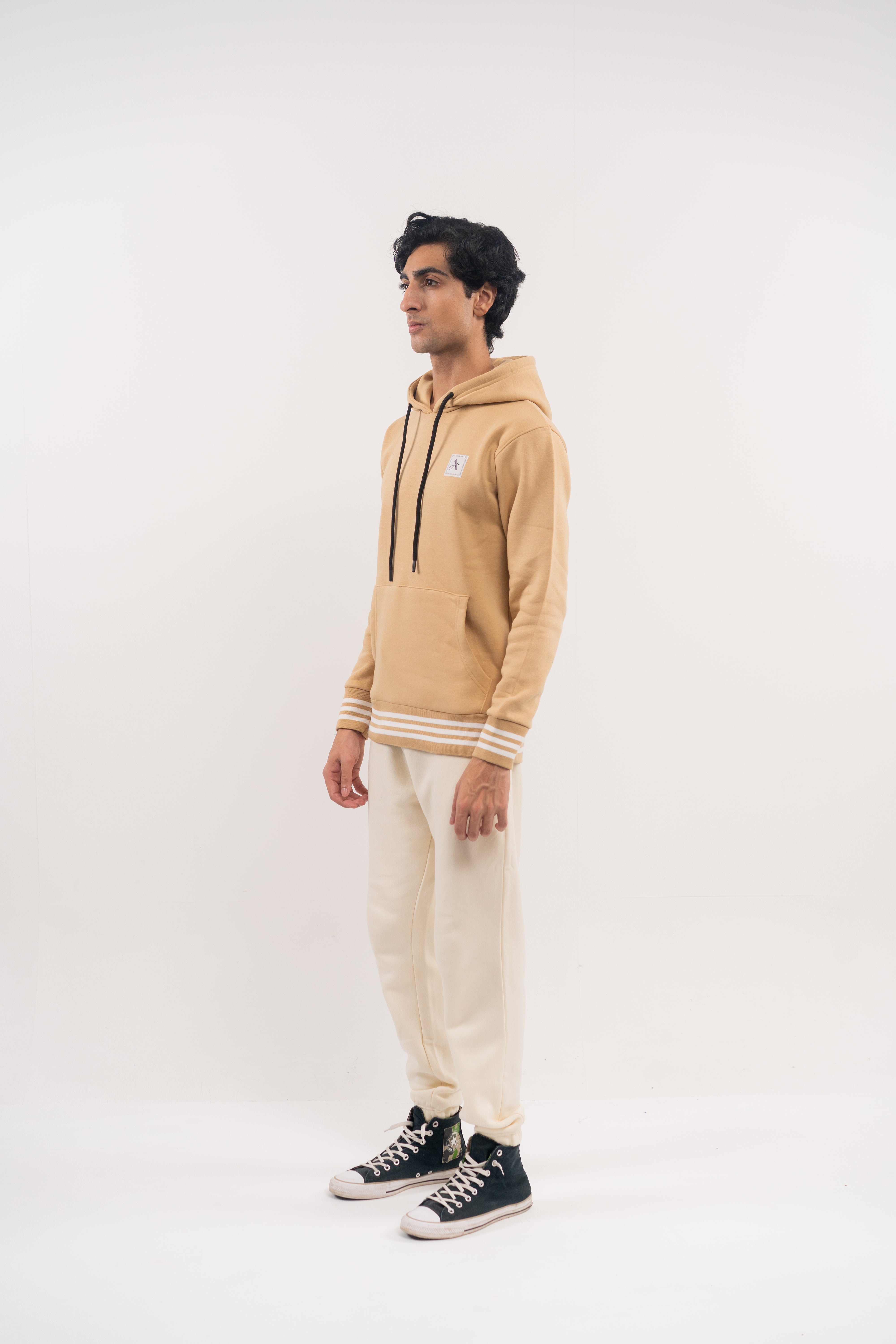 Nude Fleece Hoodie – Minimal Chest Accent Edition