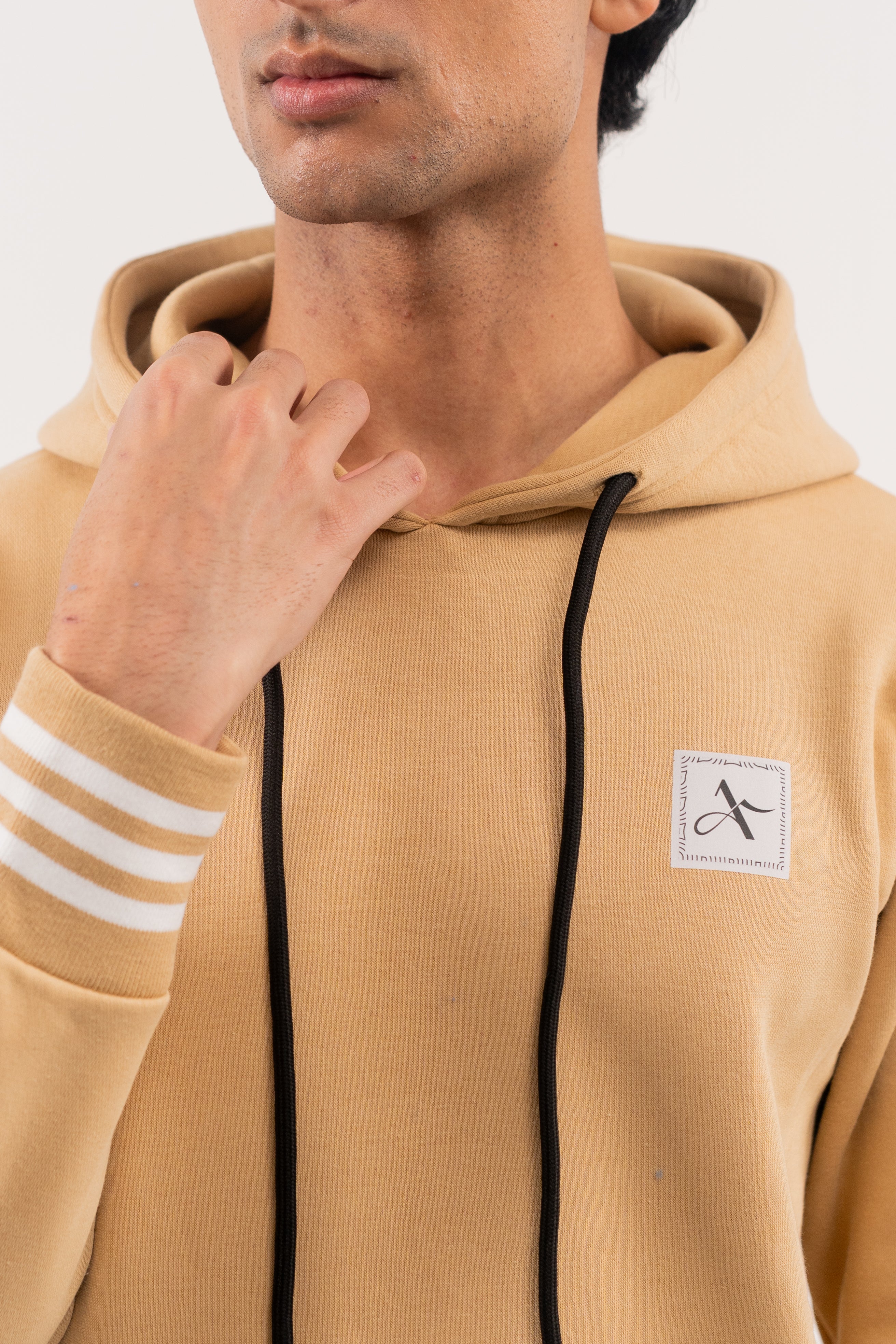 Nude Fleece Hoodie – Minimal Chest Accent Edition