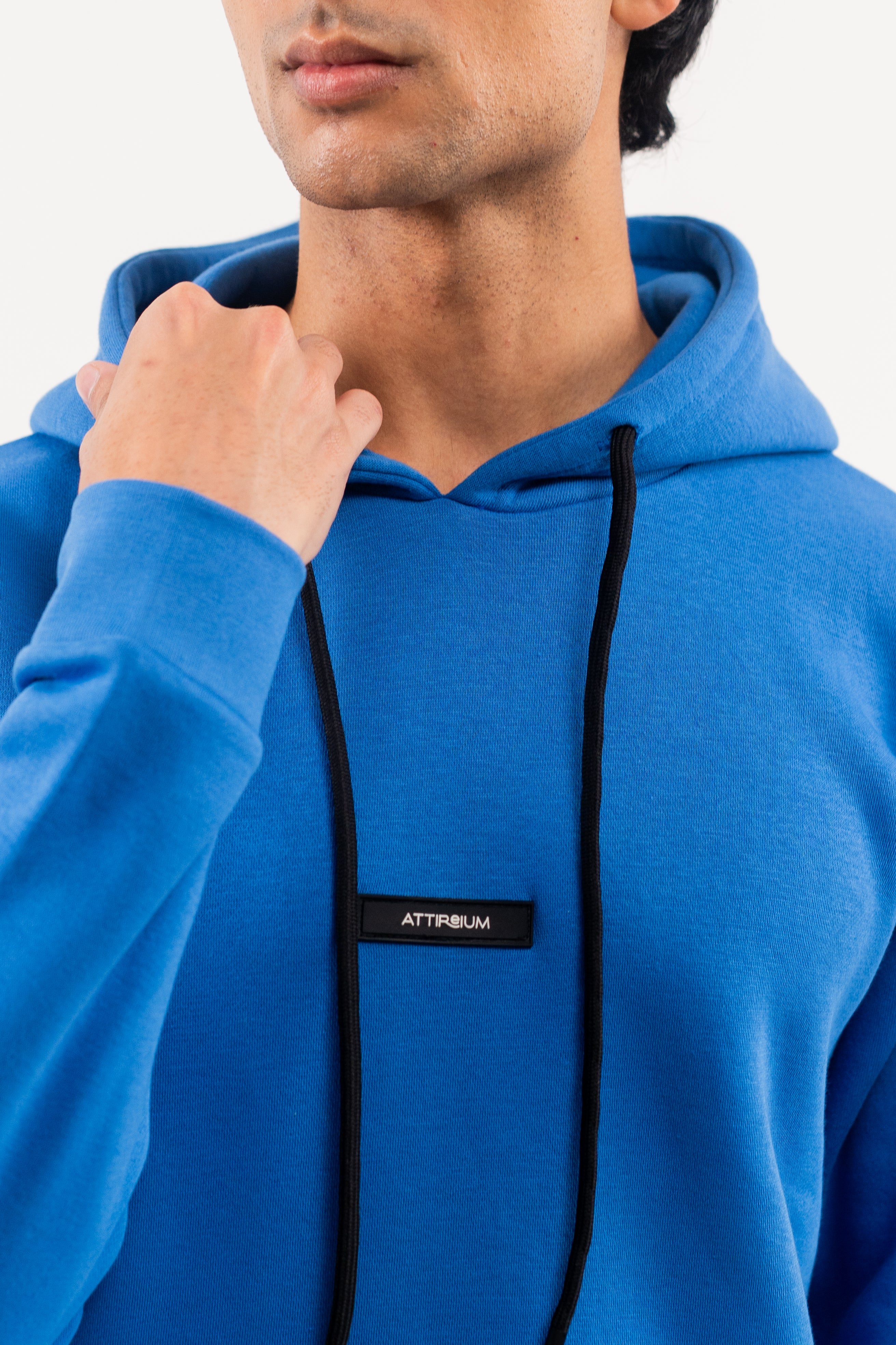 Blue Fleece Hoodie – Rectangle Strip Logo Edition