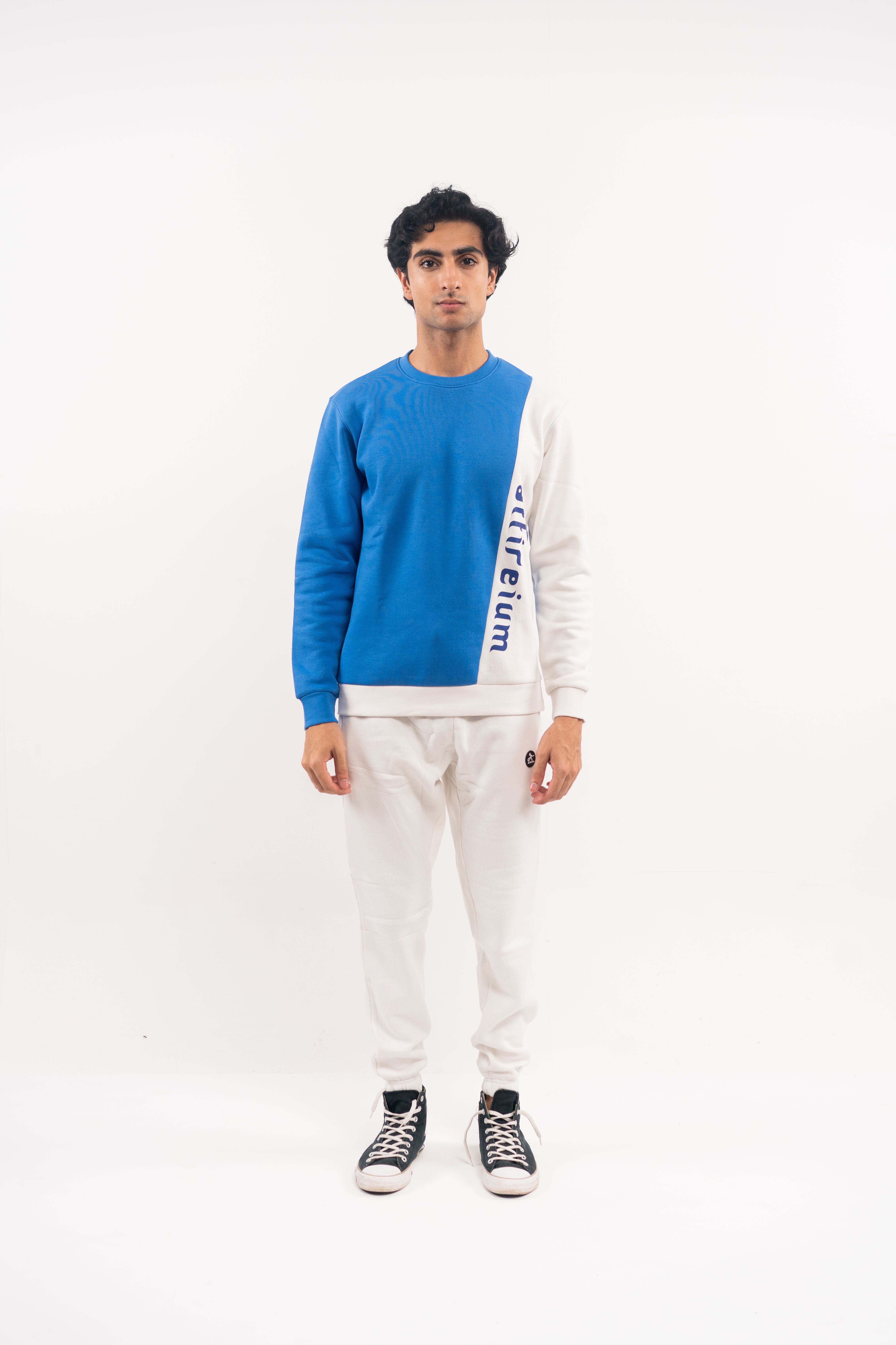 Blue Contrast Split Sweatshirt