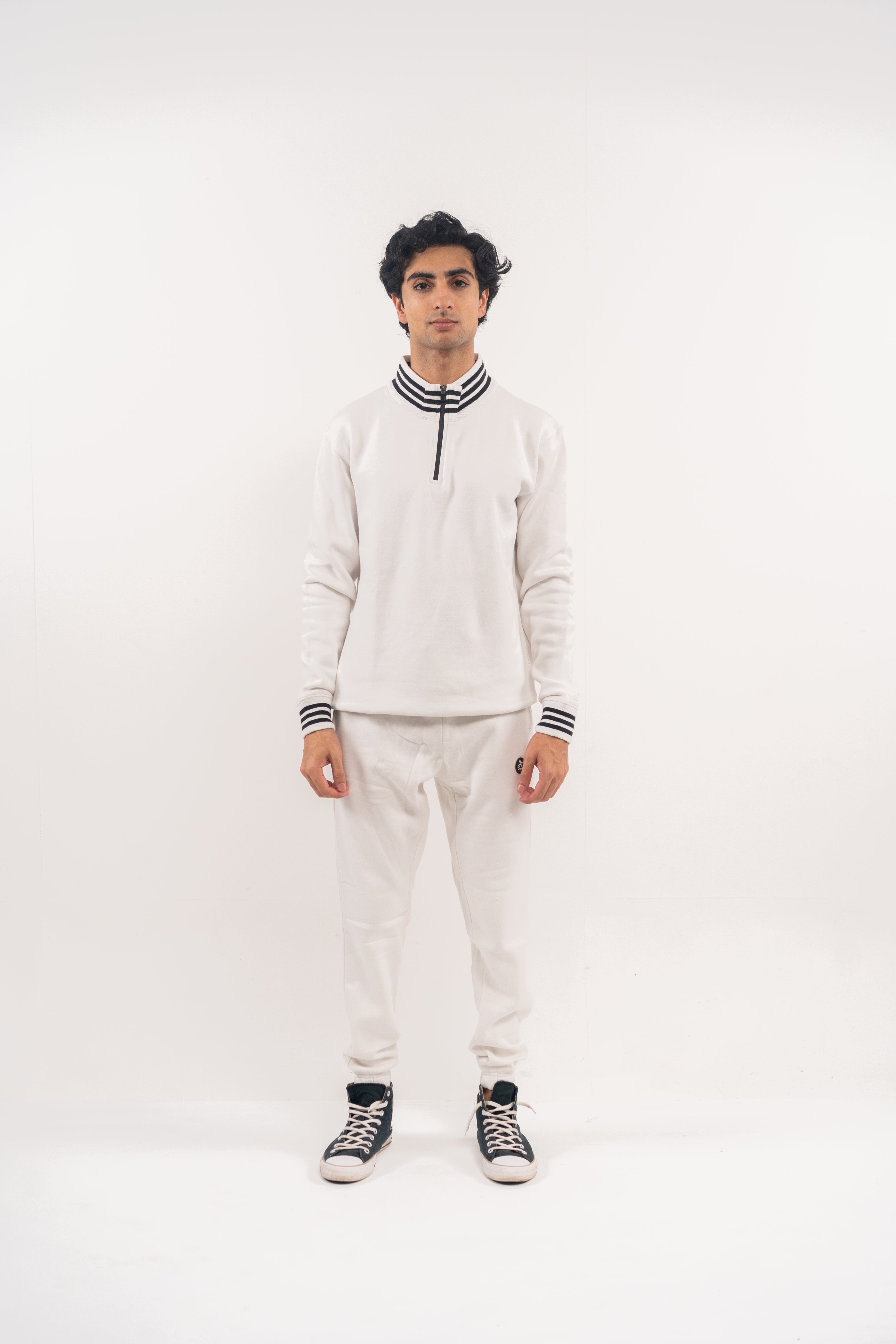 White Half-Zip Pullover with Astronaut Back Design