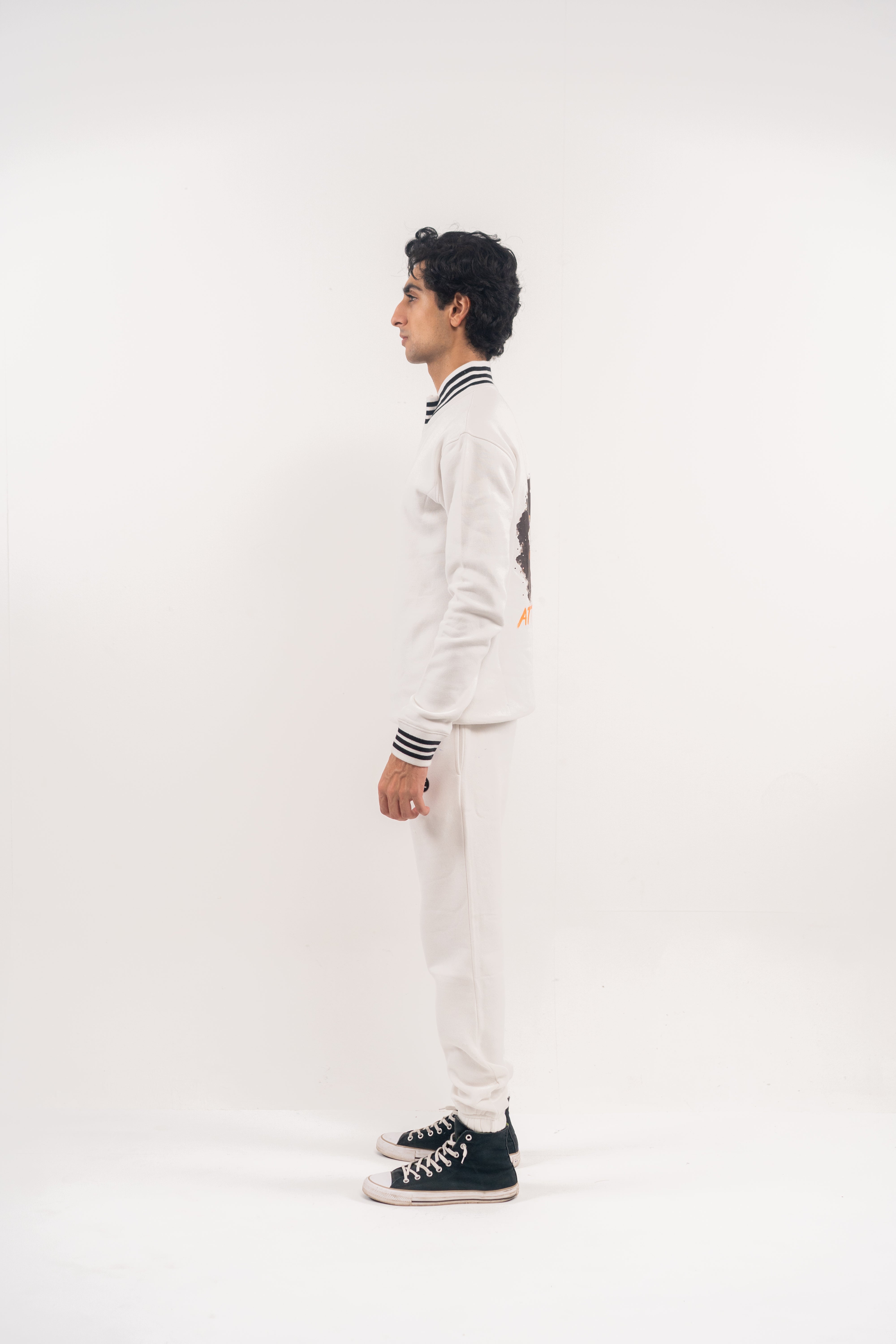 White Half-Zip Pullover with Astronaut Back Design