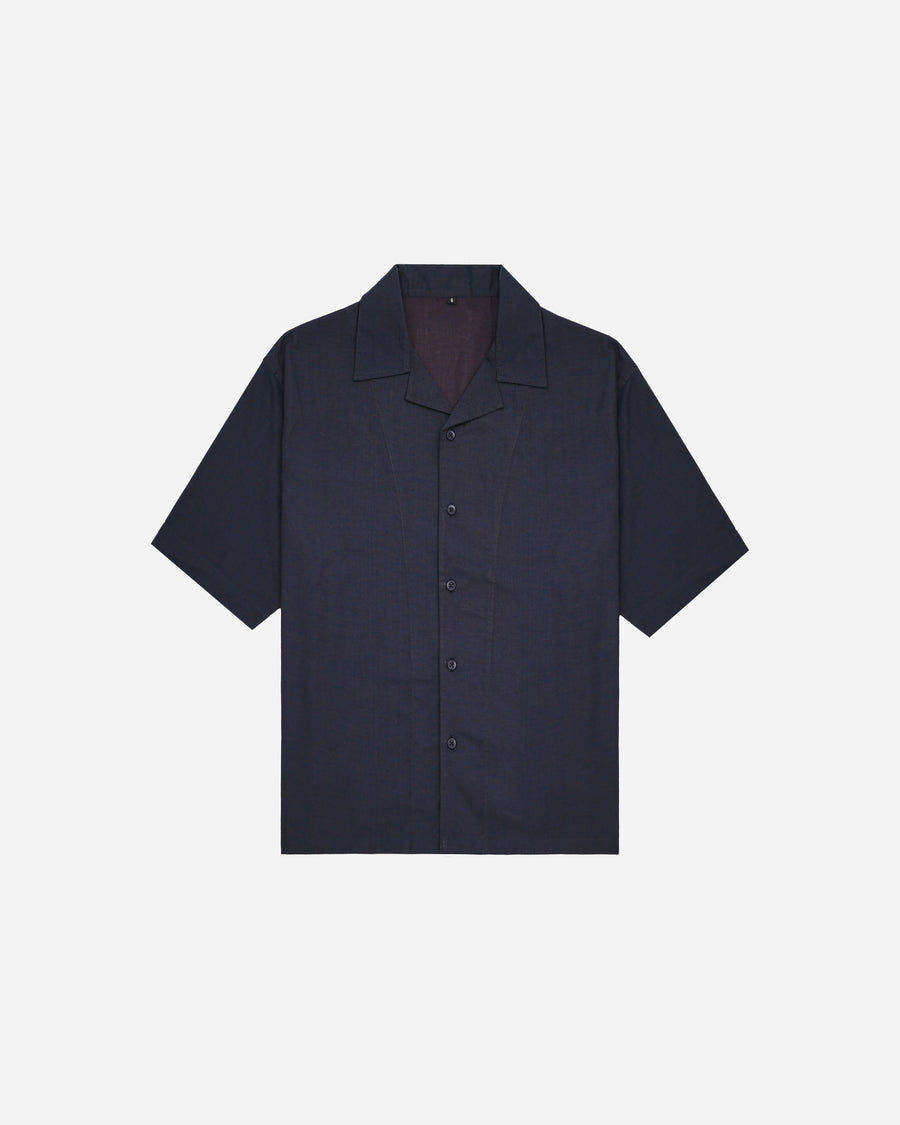 Navy Black Two-Tone Half Sleeve Oversized Shirt