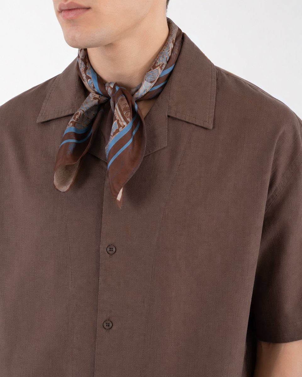 Earth Brown Half Sleeve Oversized Shirt - Attireium