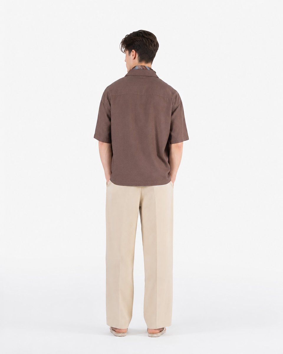 Earth Brown Half Sleeve Oversized Shirt - Attireium