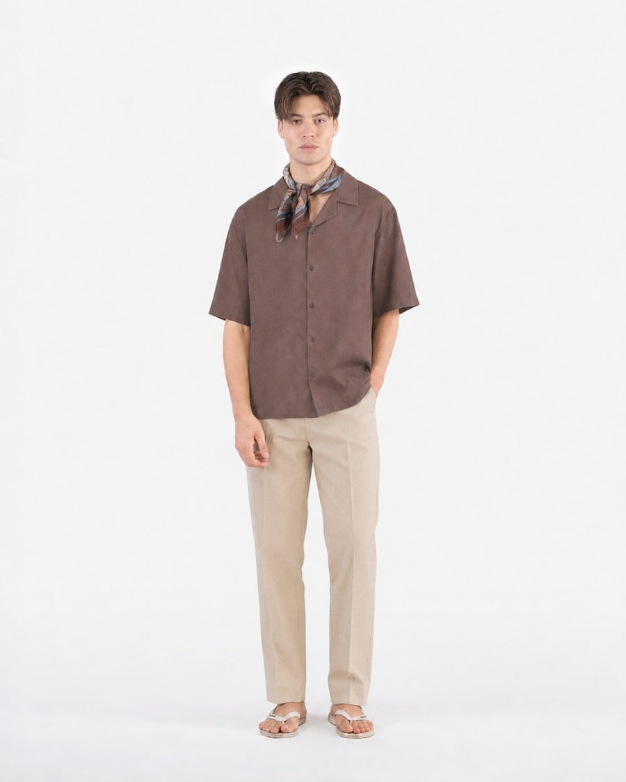 Earth Brown Half Sleeve Oversized Shirt