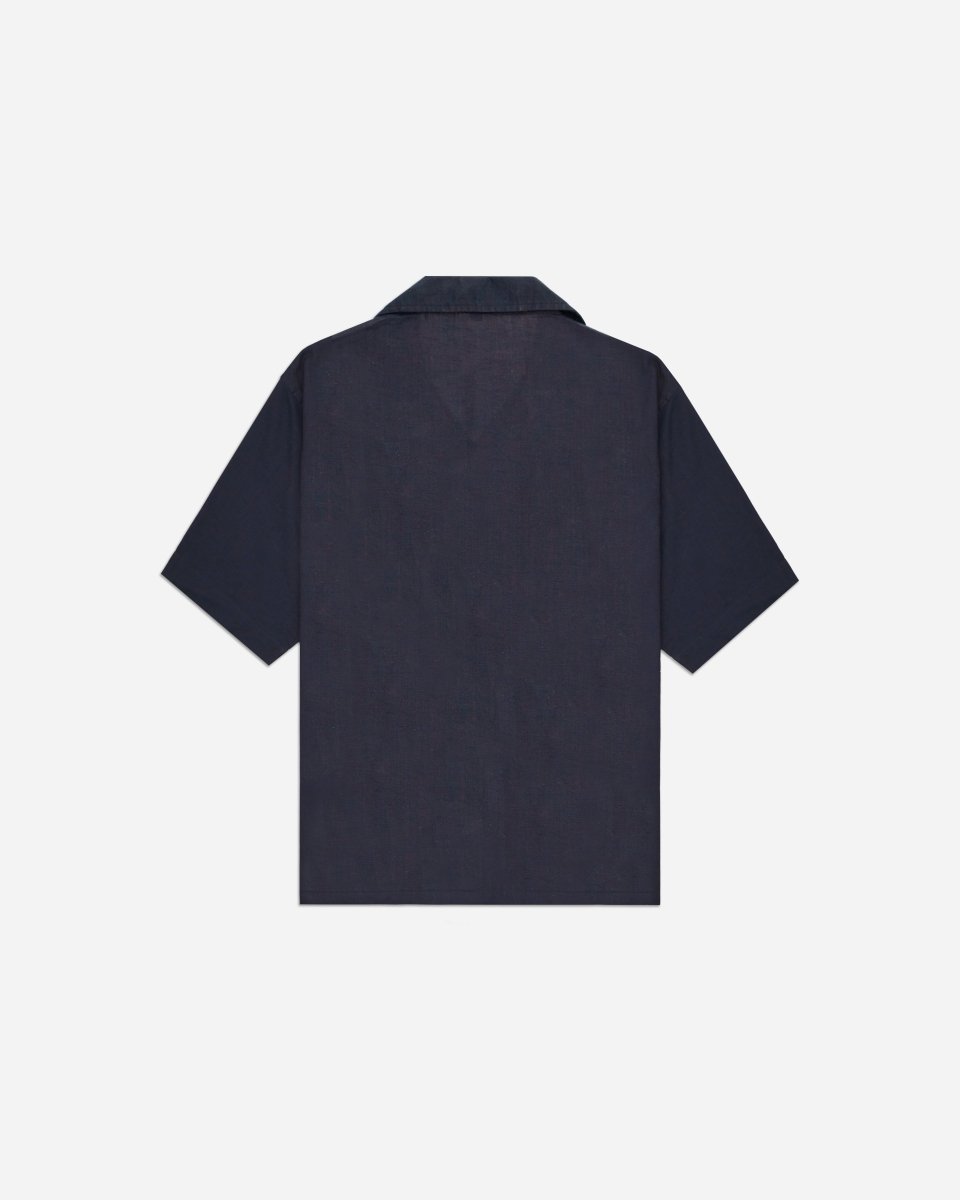 Navy Black Two-Tone Half Sleeve Oversized Shirt - Attireium