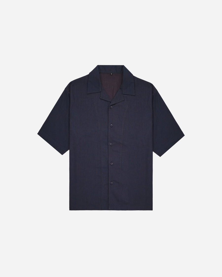 Navy Black Two-Tone Half Sleeve Oversized Shirt