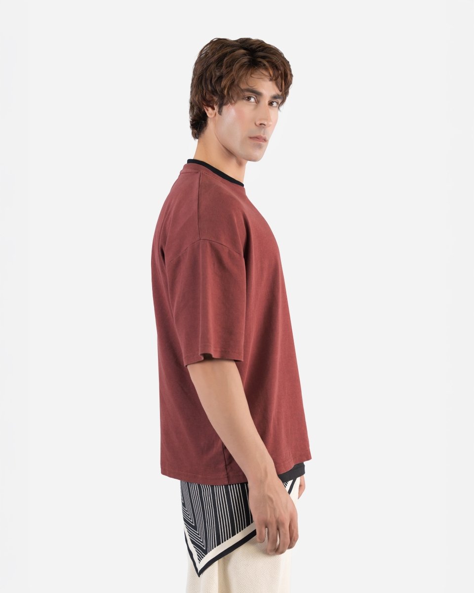 Ruby Wine – Acid Wash Oversized T-Shirt - Attireium