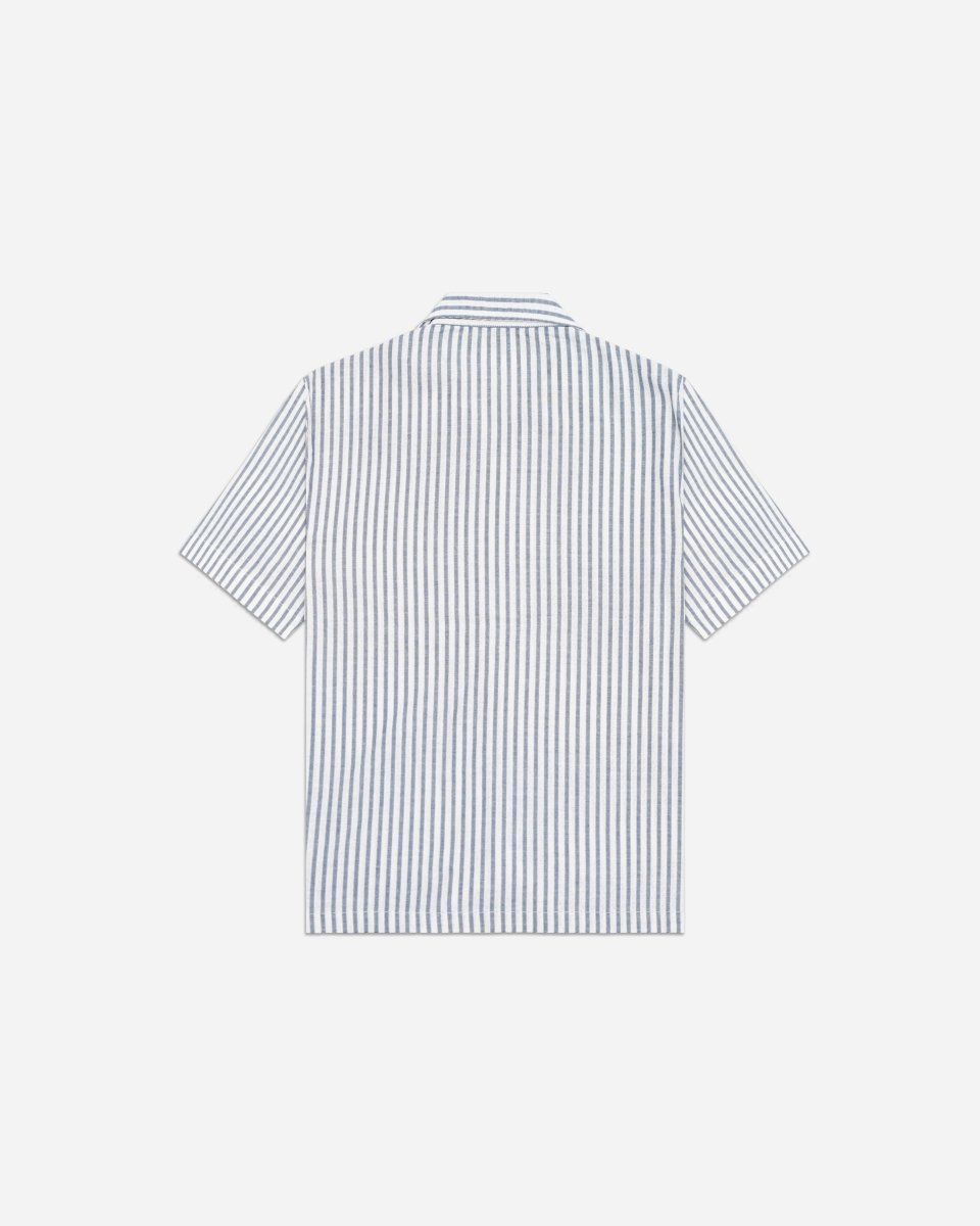 Striped Linen Blend Half Sleeve Oversized Shirt - Attireium